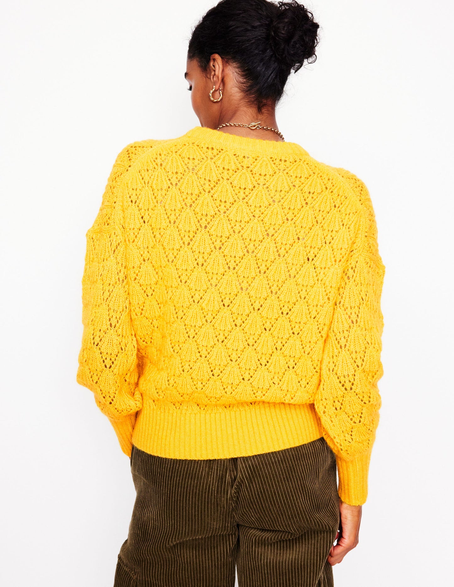 Chunky Pointelle Sweater-Pineapple Yellow