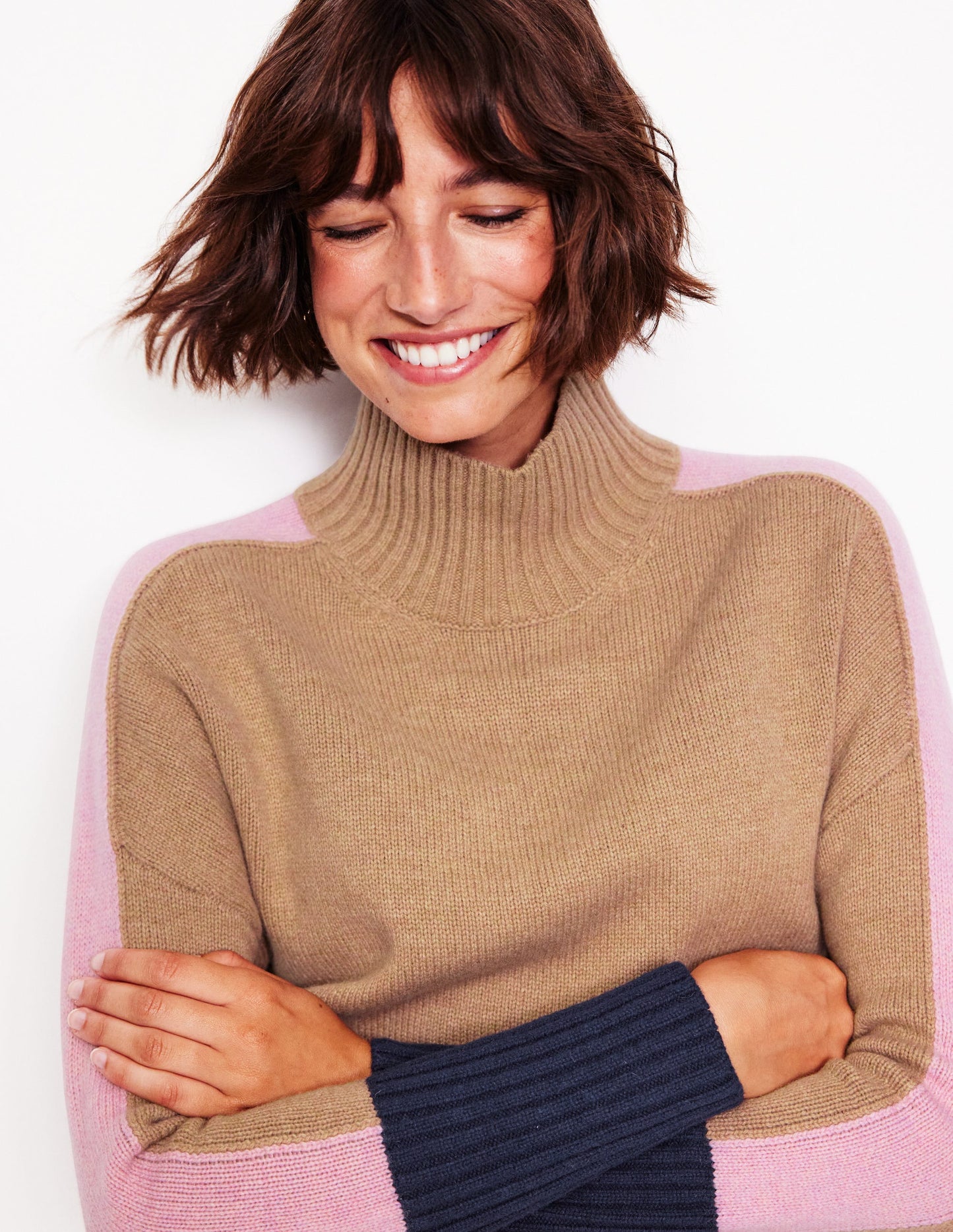 Jessica Oversized Sweater-Camel Melange, Colour Block