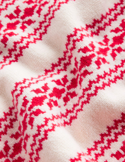 Jessica Oversized Sweater-Red Fair Isle