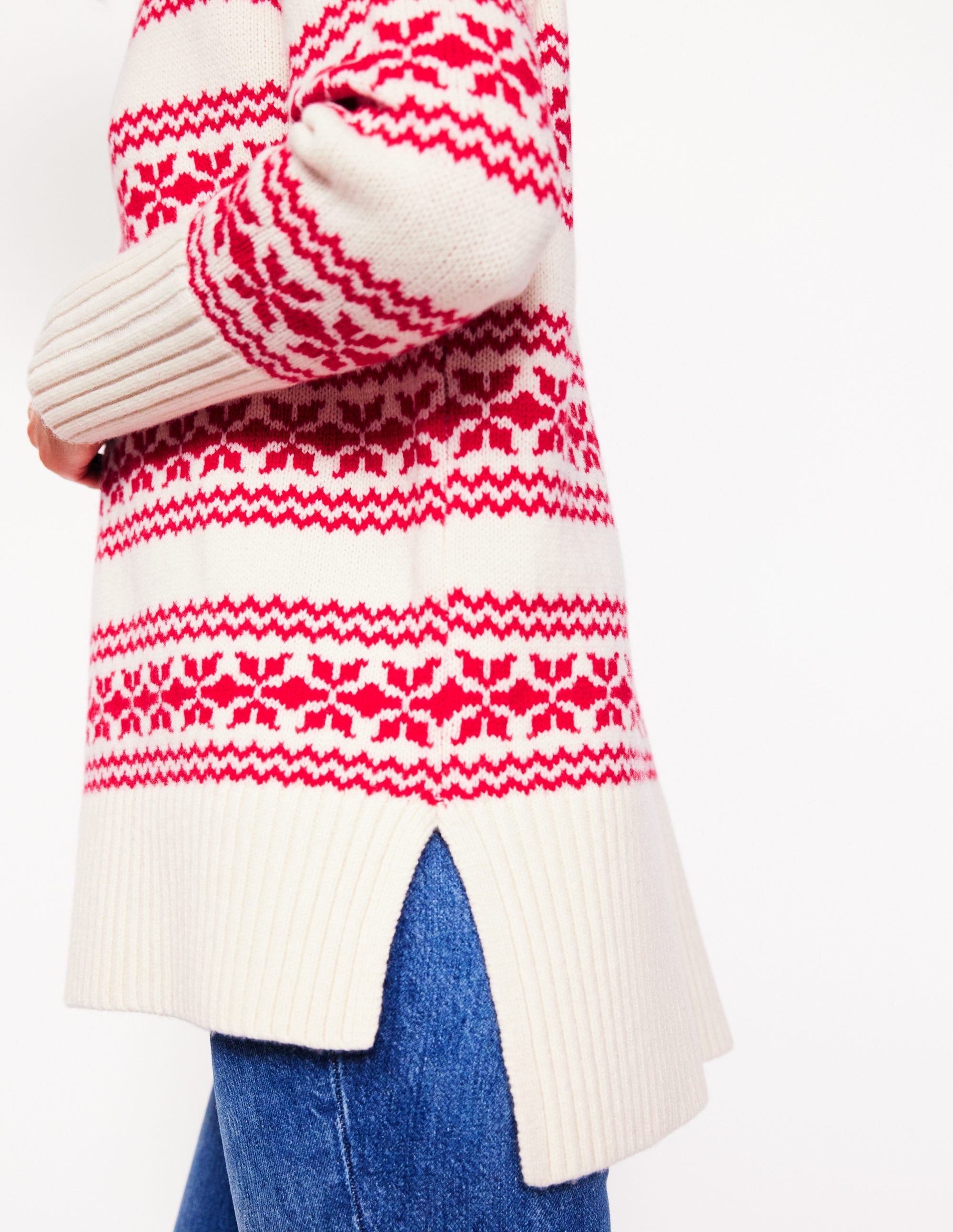 Jessica Oversized Sweater-Red Fair Isle - Image 2