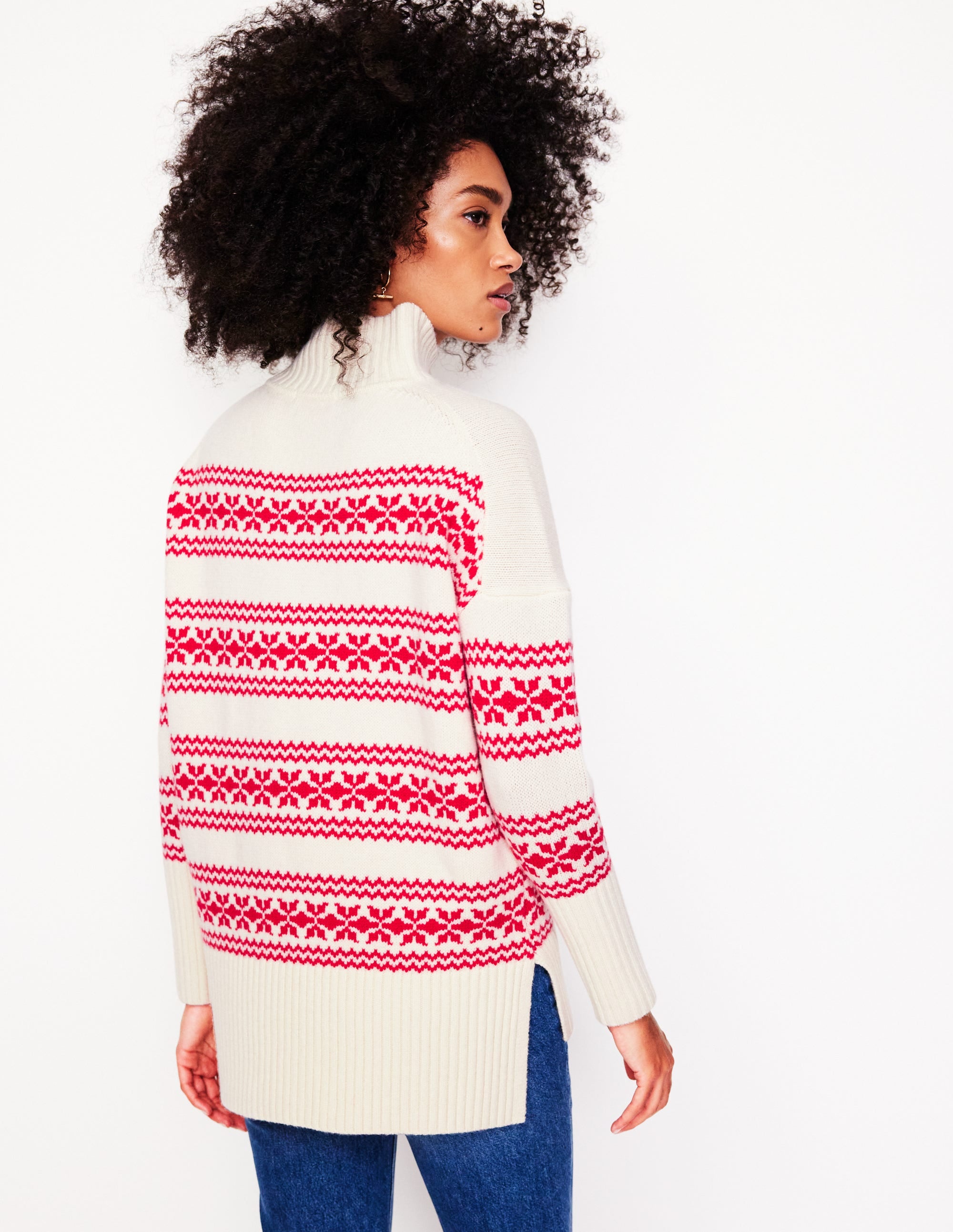 Jessica Oversized Sweater-Red Fair Isle - Image 3