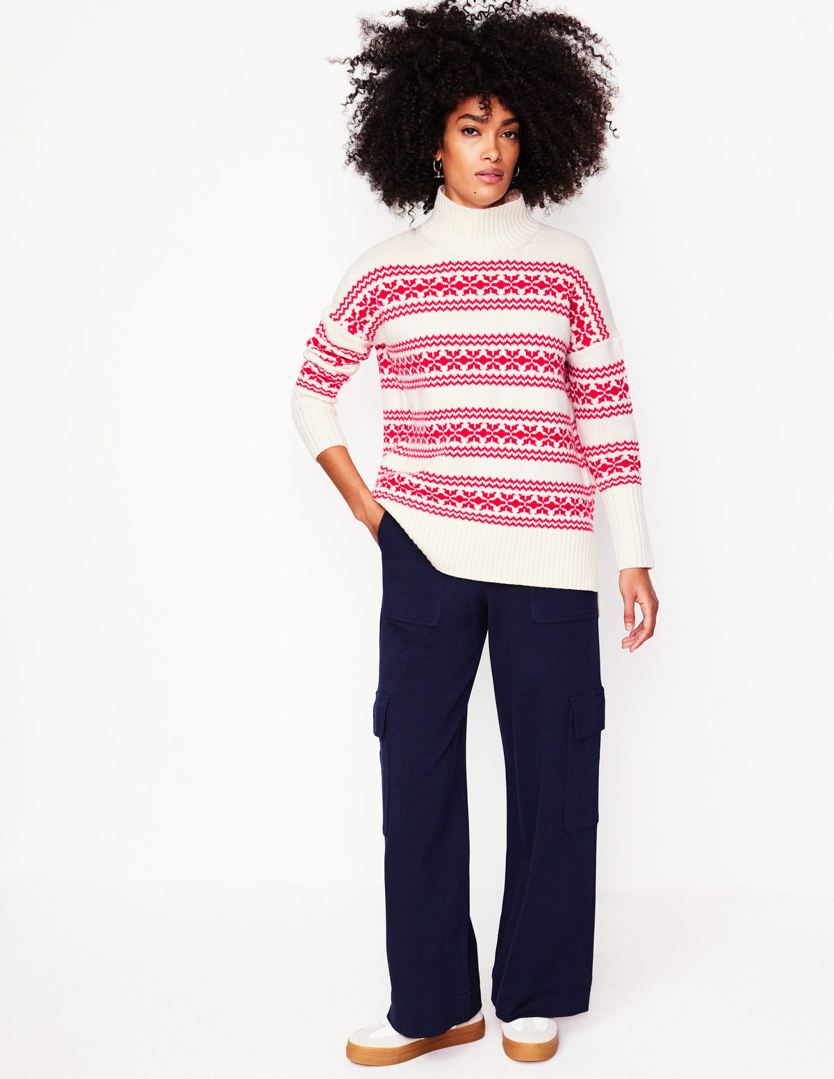 Jessica Oversized Sweater-Red Fair Isle - Image 5