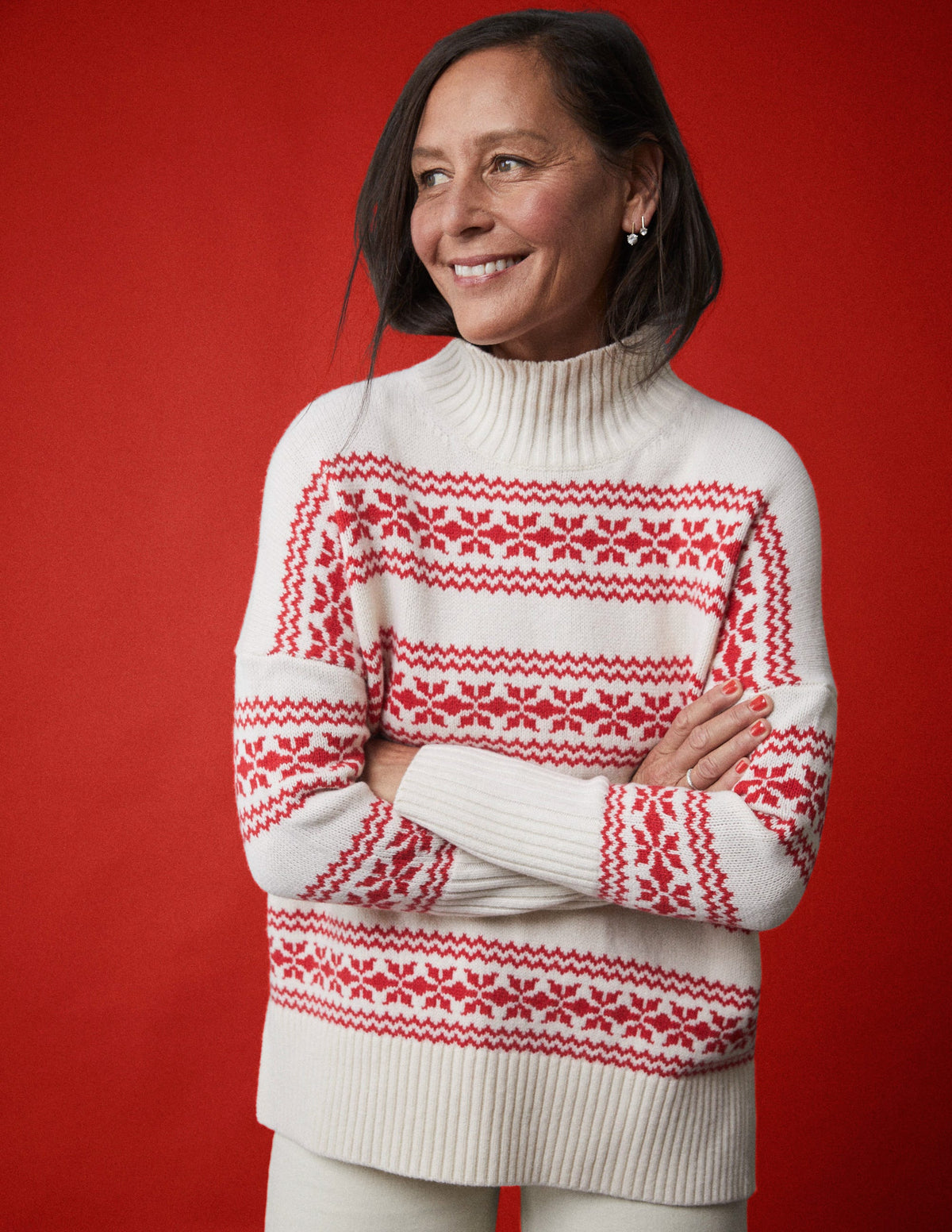 Jessica Oversized Sweater-Red Fair Isle - Image 7
