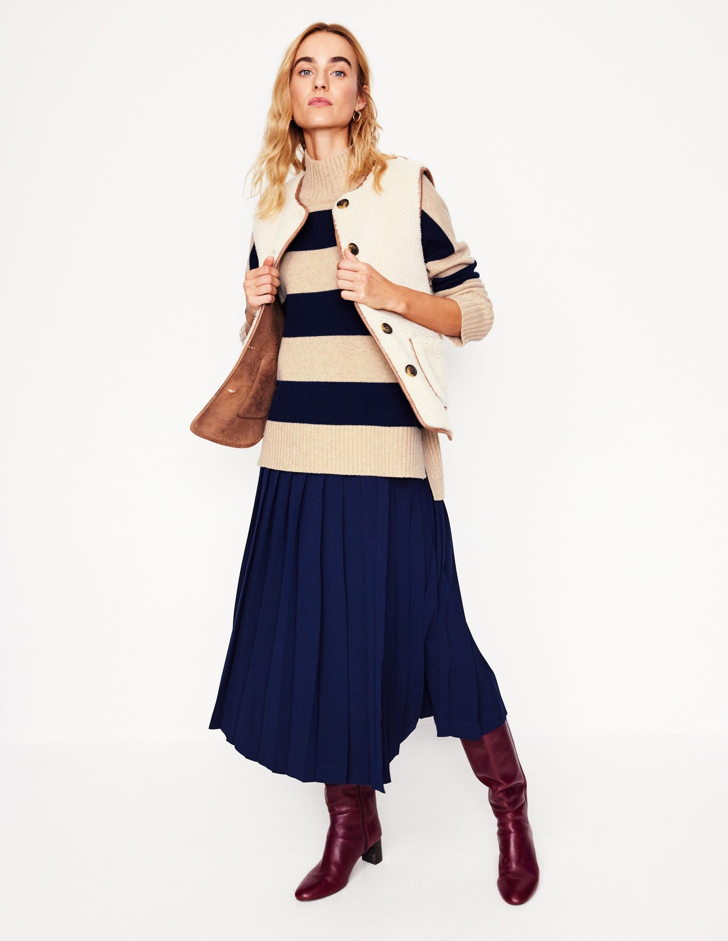 Jessica Oversized Sweater-Chinchilla Melange, Navy