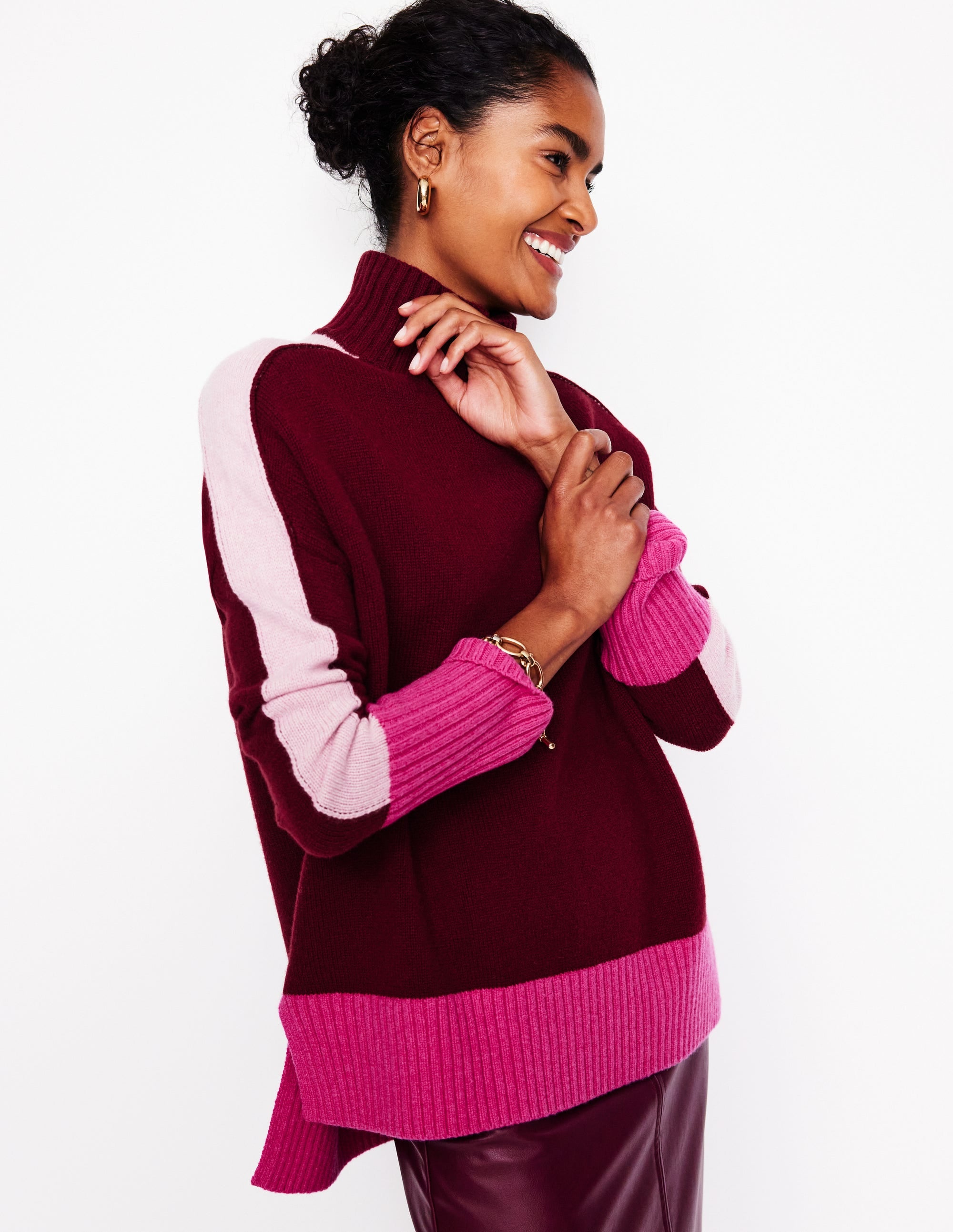 Jessica Oversized Sweater-Deep Wisteria, Colour Block - Image 1