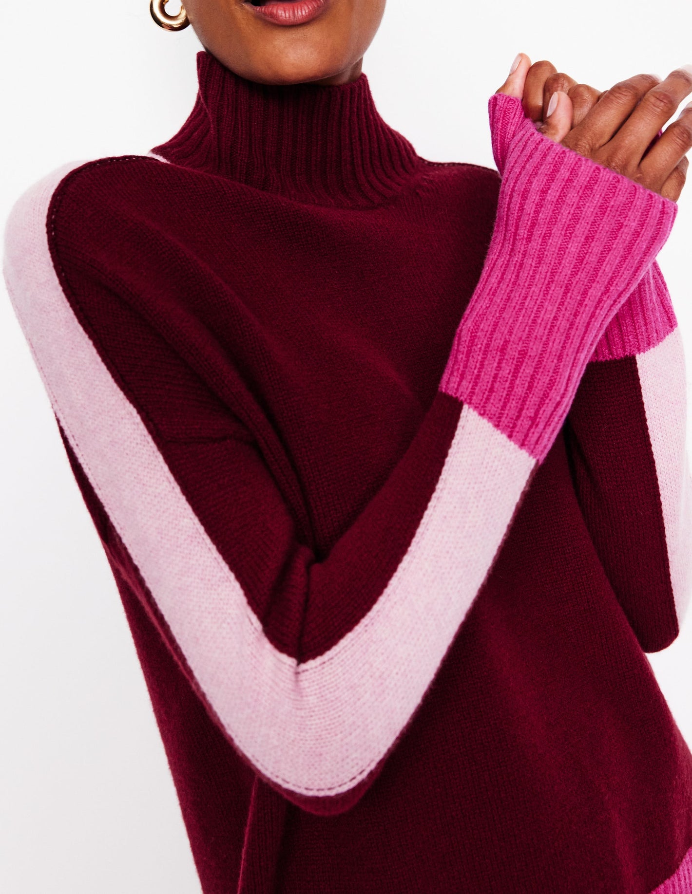 Jessica Oversized Sweater-Deep Wisteria, Colour Block