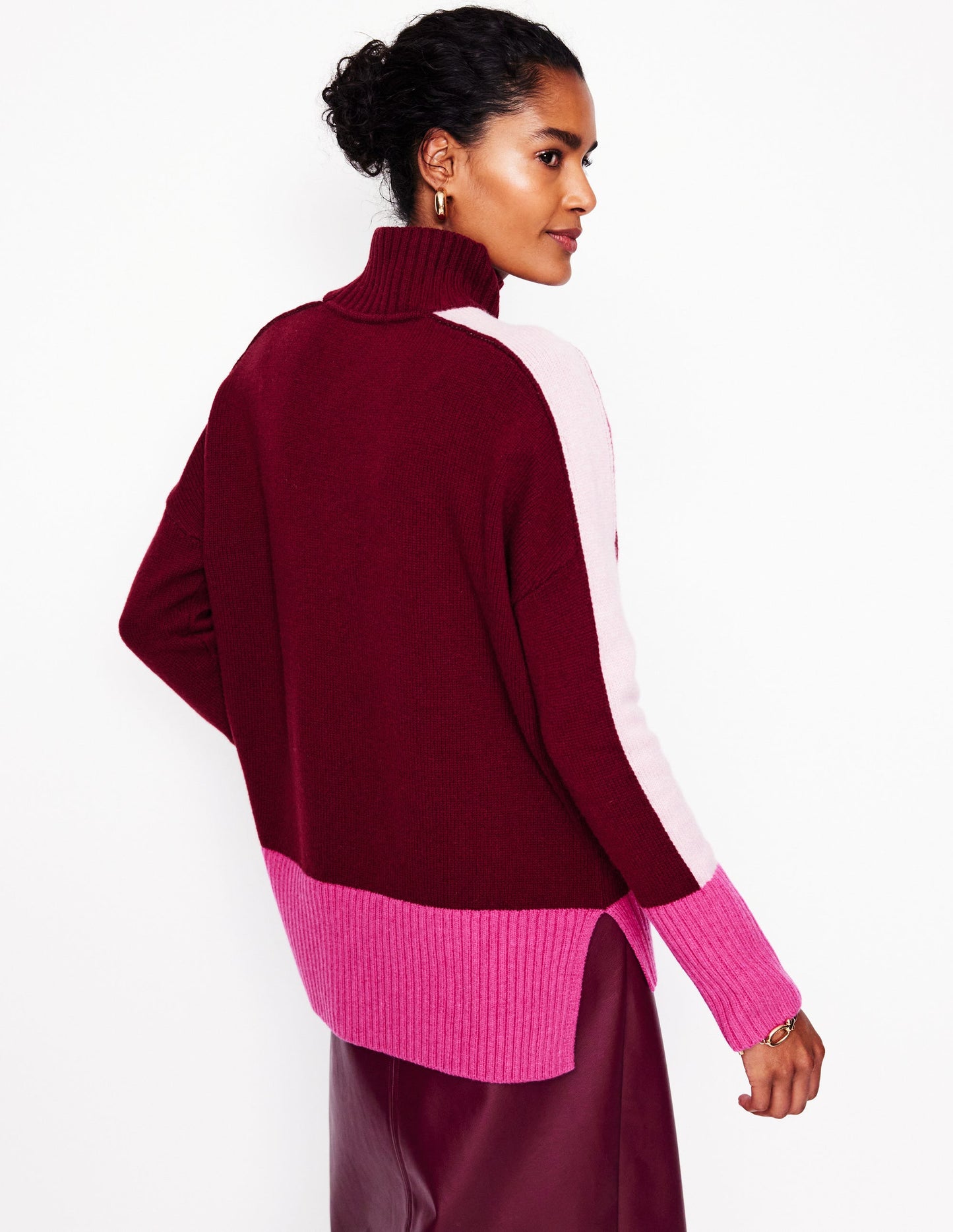 Jessica Oversized Sweater-Deep Wisteria, Colour Block