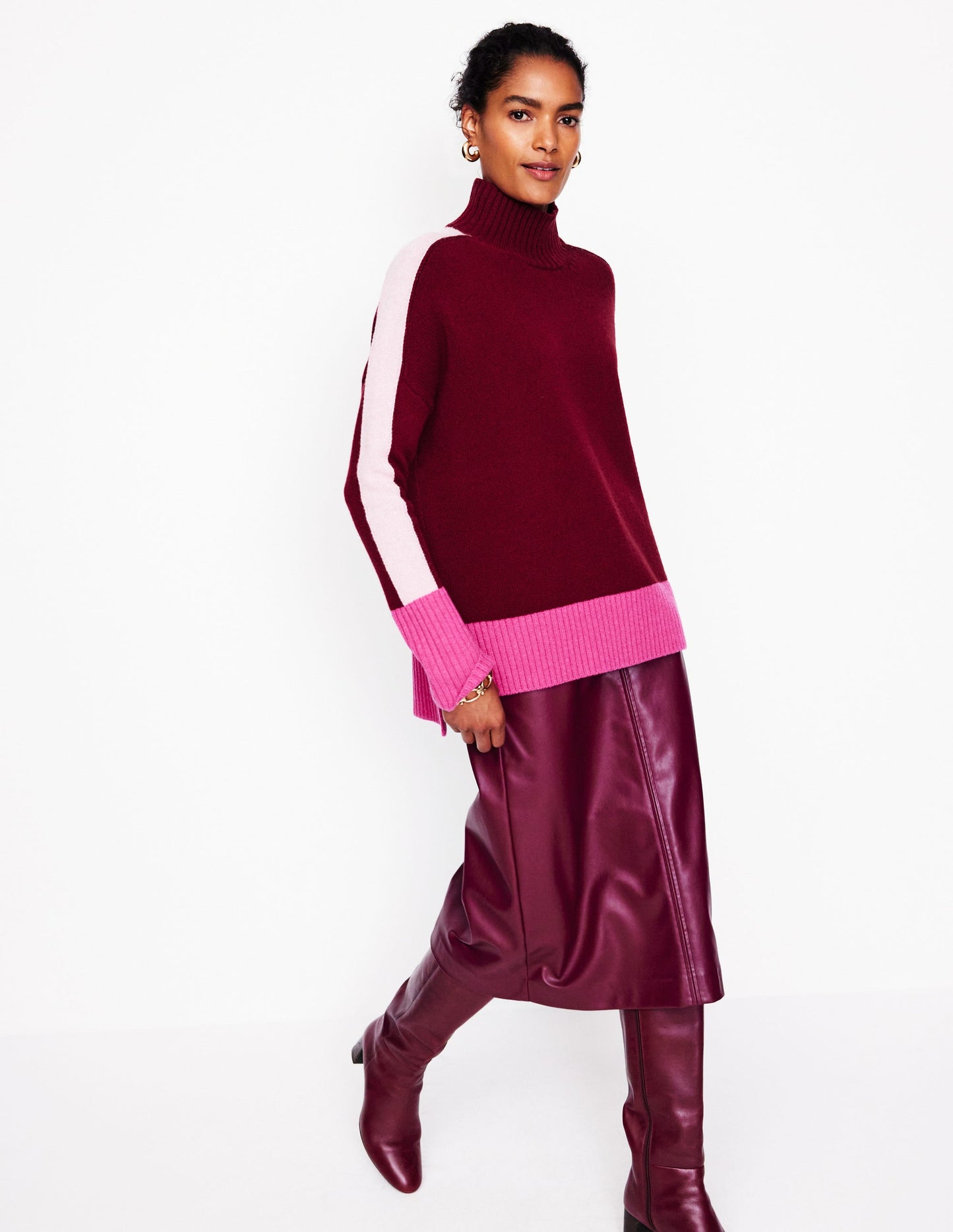 Jessica Oversized Sweater-Deep Wisteria, Colour Block