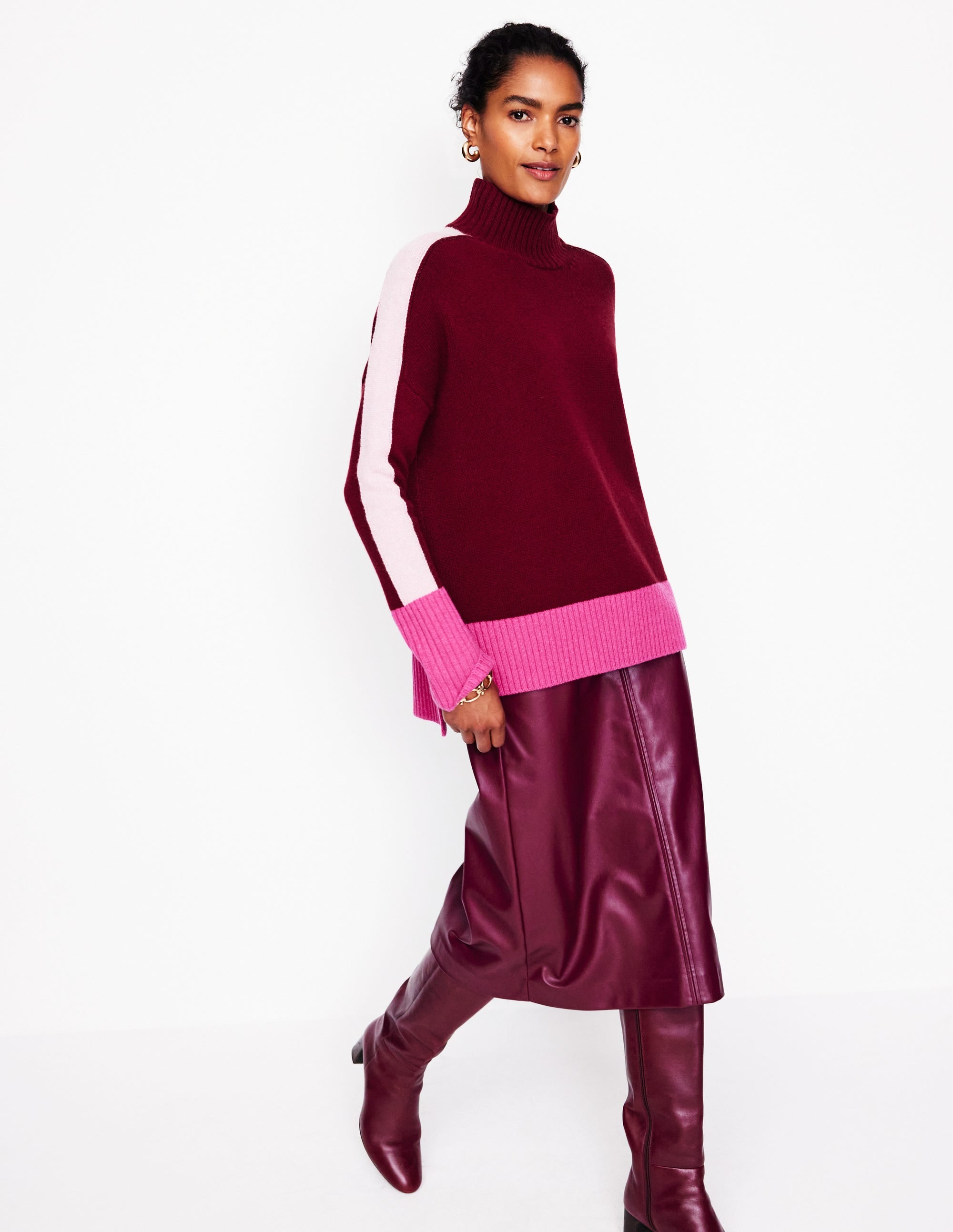 Jessica Oversized Sweater-Deep Wisteria, Colour Block - Image 4