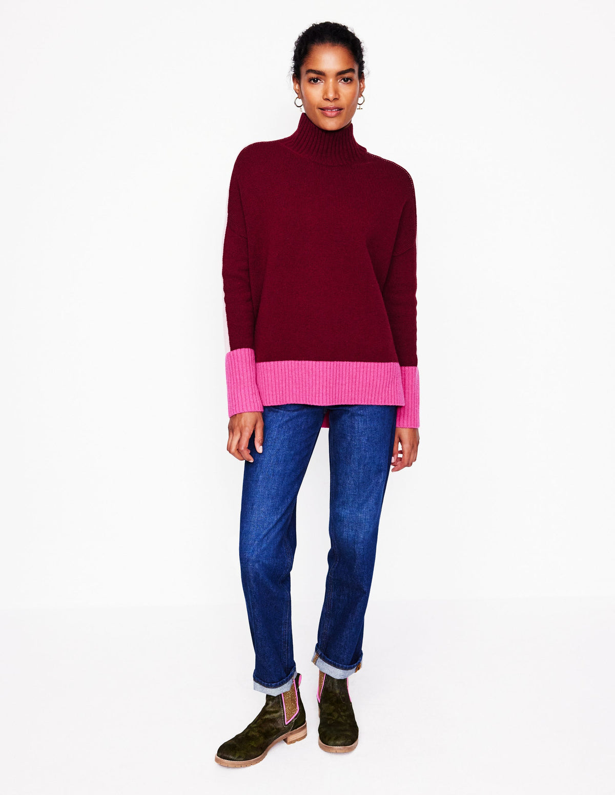 Jessica Oversized Sweater-Deep Wisteria, Colour Block - Image 5
