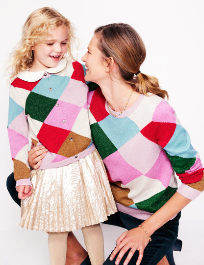 Sparkly Argyle Sweater-Multi Rainbow, Argyle