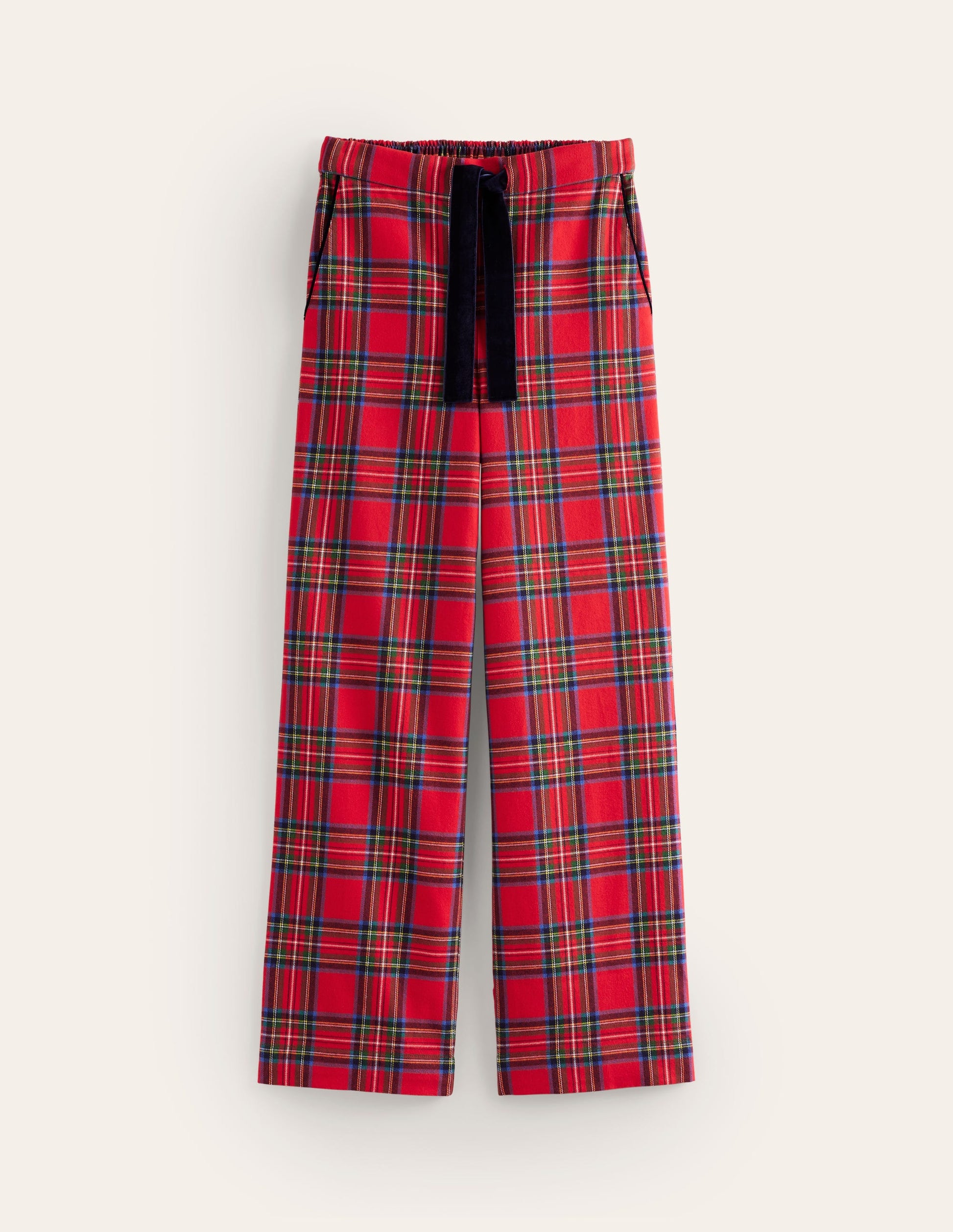 Red Plaid Pajama Pants Checkered Brushed Cotton Pajama Pants-Red