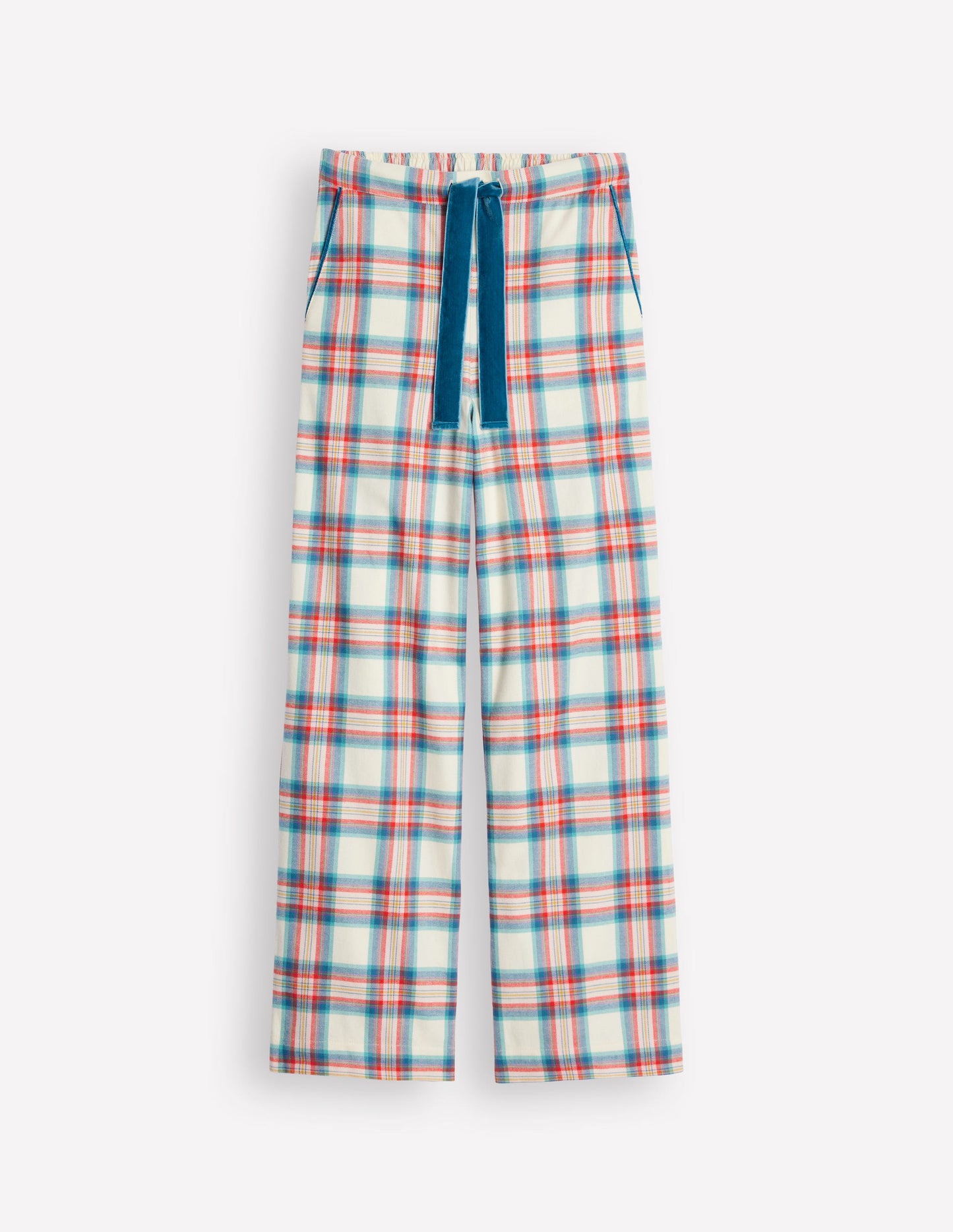 Brushed Cotton Pajama Pants-Eggnog & Orange Check