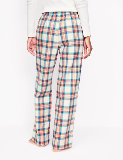 Brushed Cotton Pajama Pants-Eggnog & Orange Check