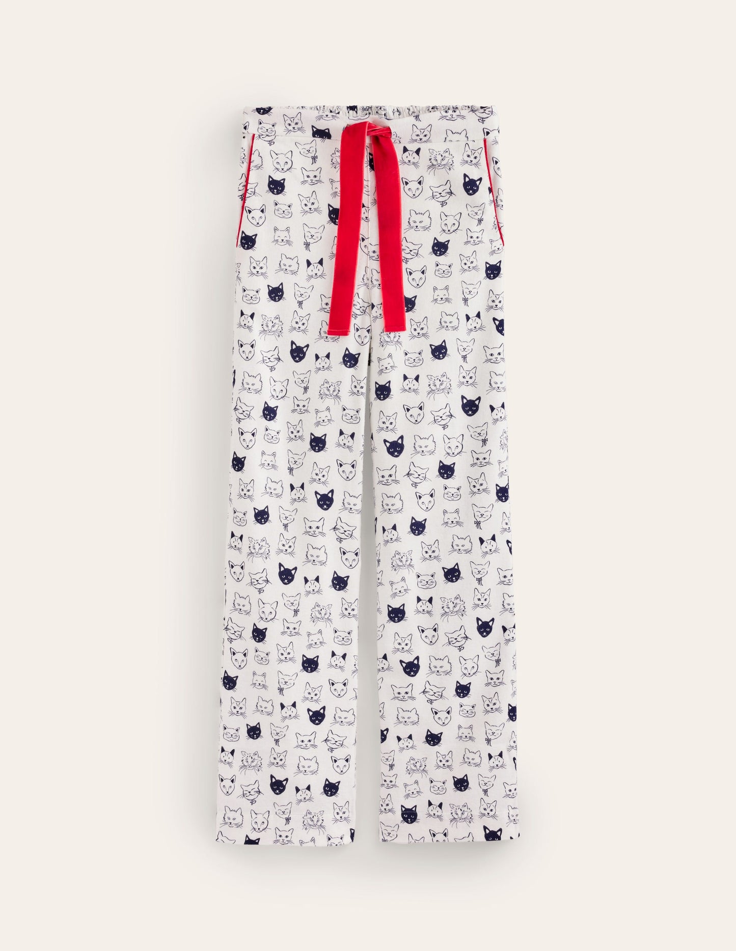 Brushed Cotton Pajama Pants-Ivory, Cats