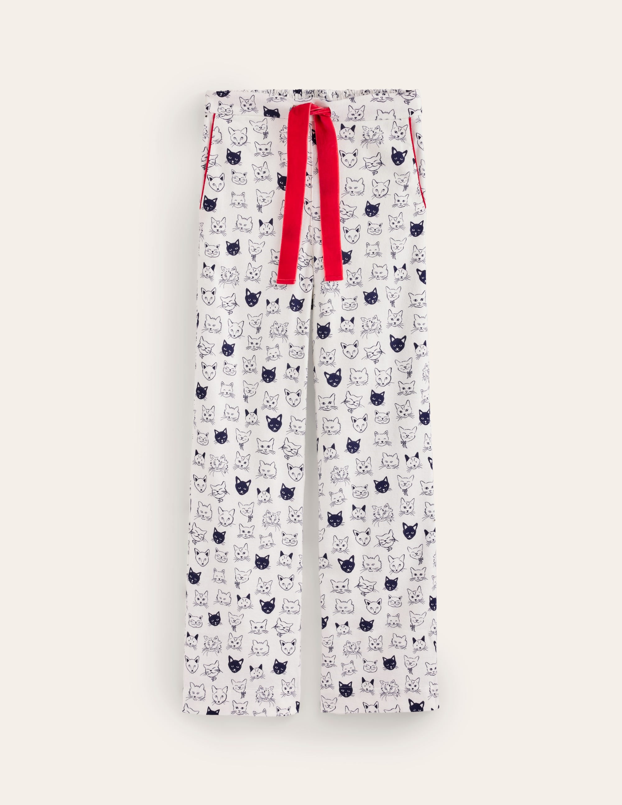 Brushed Cotton Pajama Pants-Ivory, Cats - Image 5