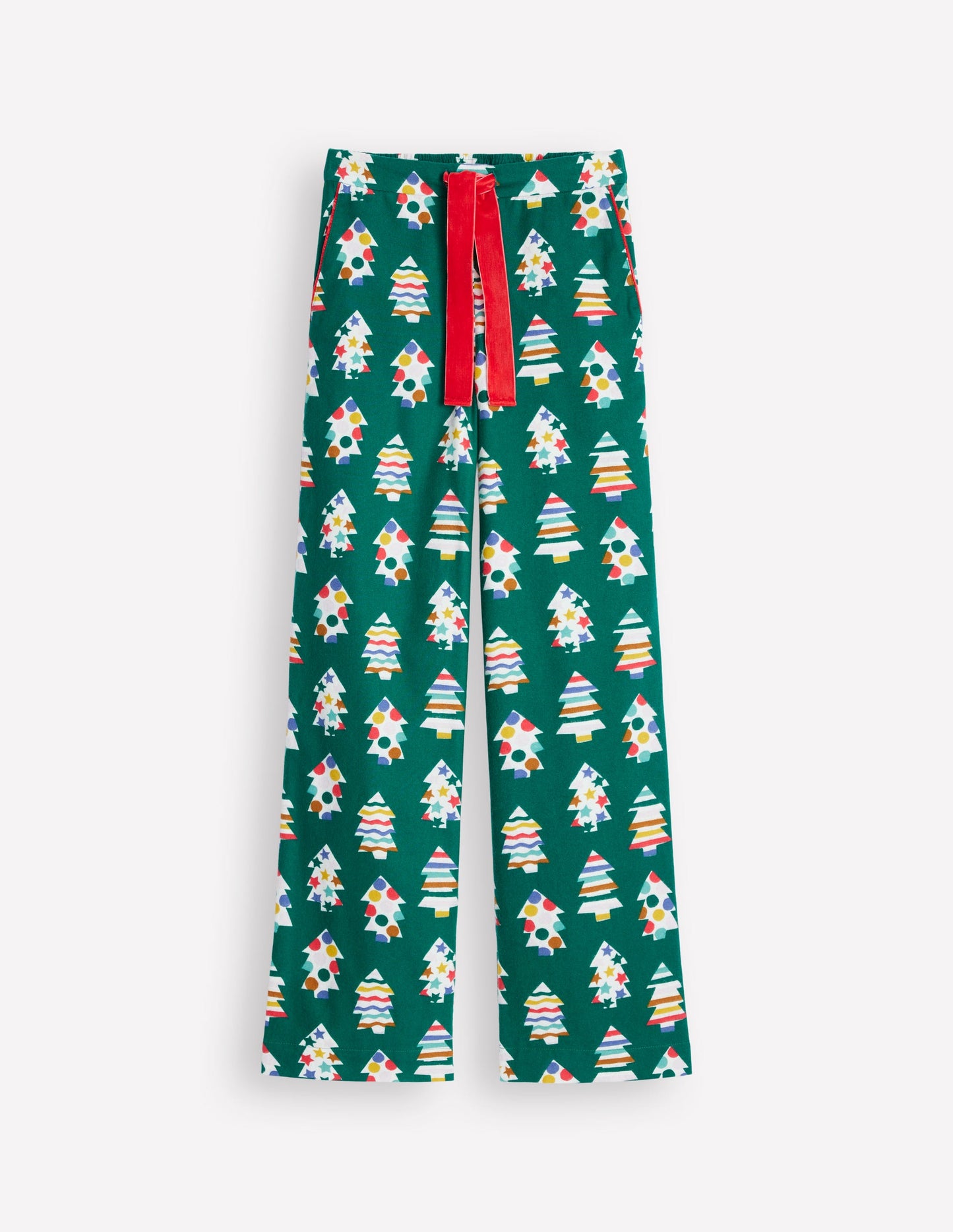 Brushed Cotton Pajama Pants-Malachite, Christmas Trees