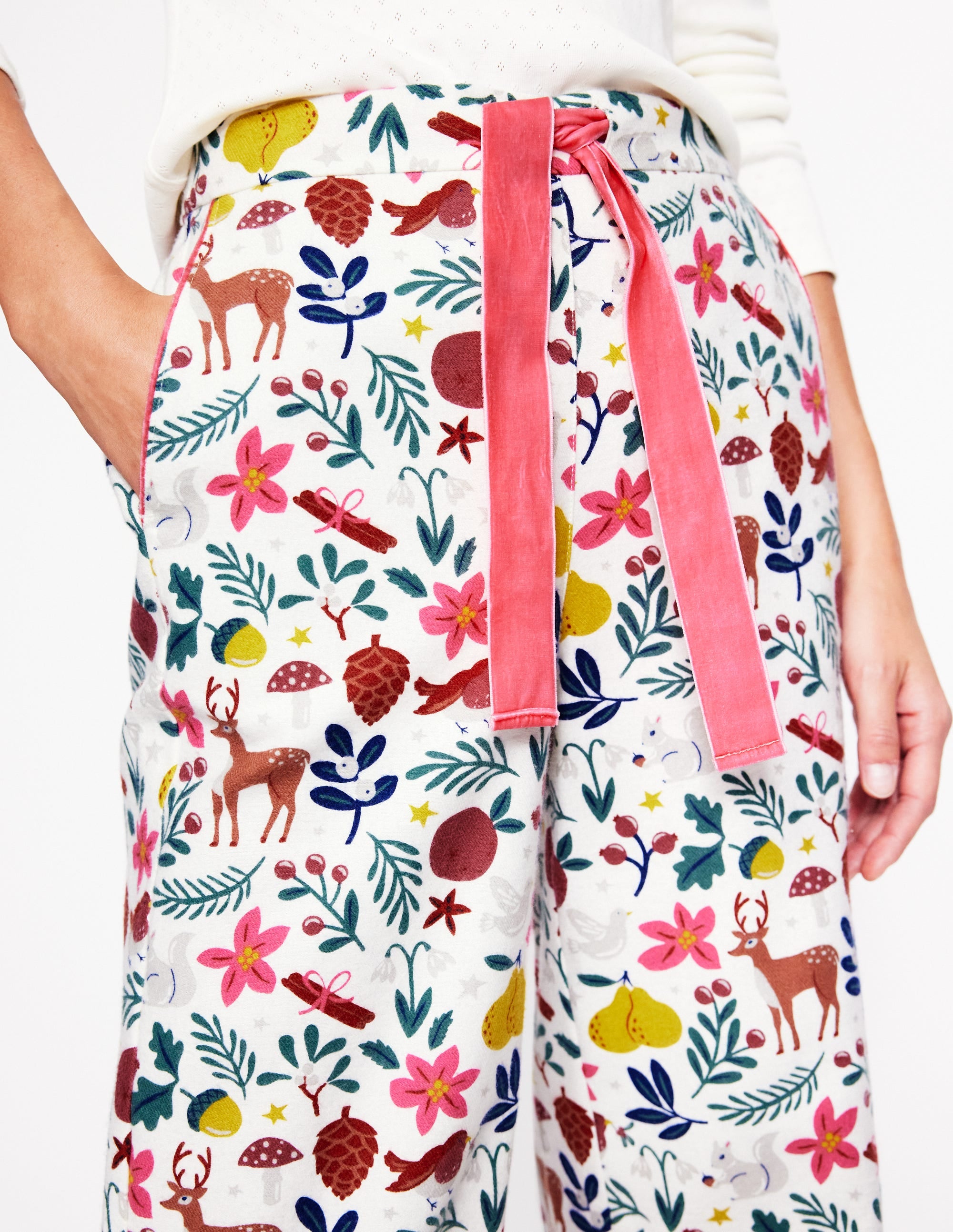 Brushed Cotton Pyjama Bottoms-Woodland, Multi - Image 2