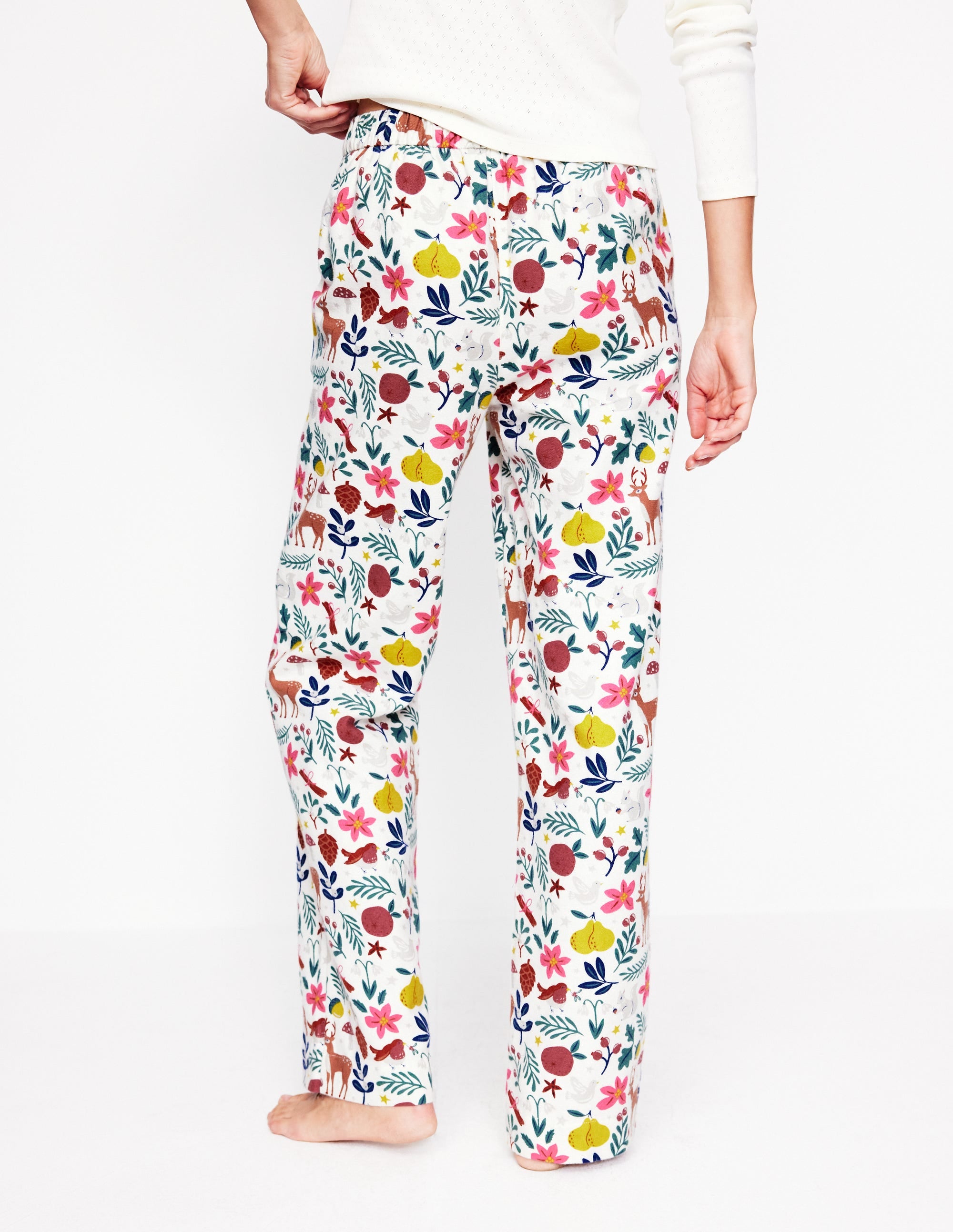 Brushed Cotton Pyjama Bottoms-Woodland, Multi - Image 3