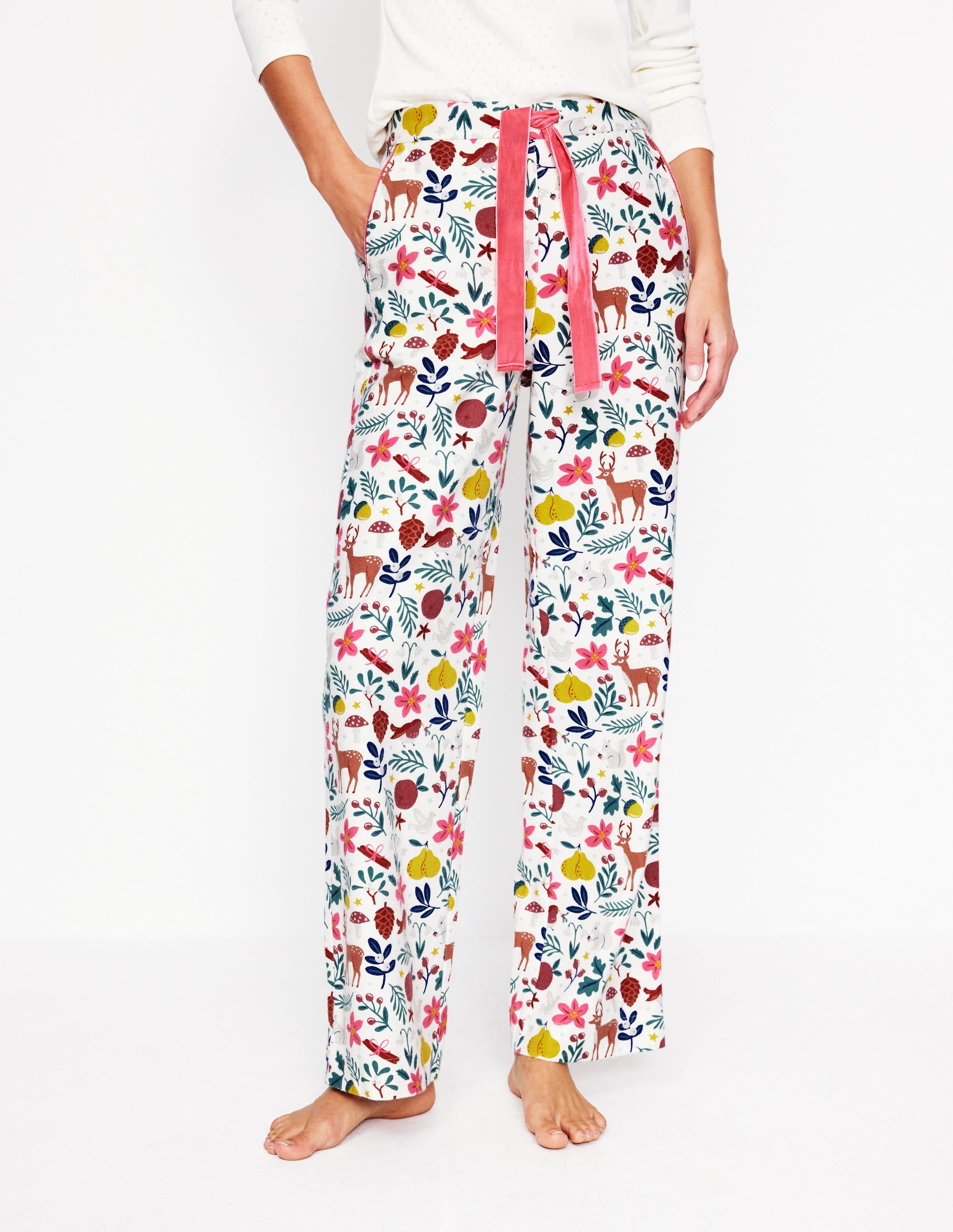 Brushed Cotton Pyjama Bottoms-Woodland, Multi - Image 4