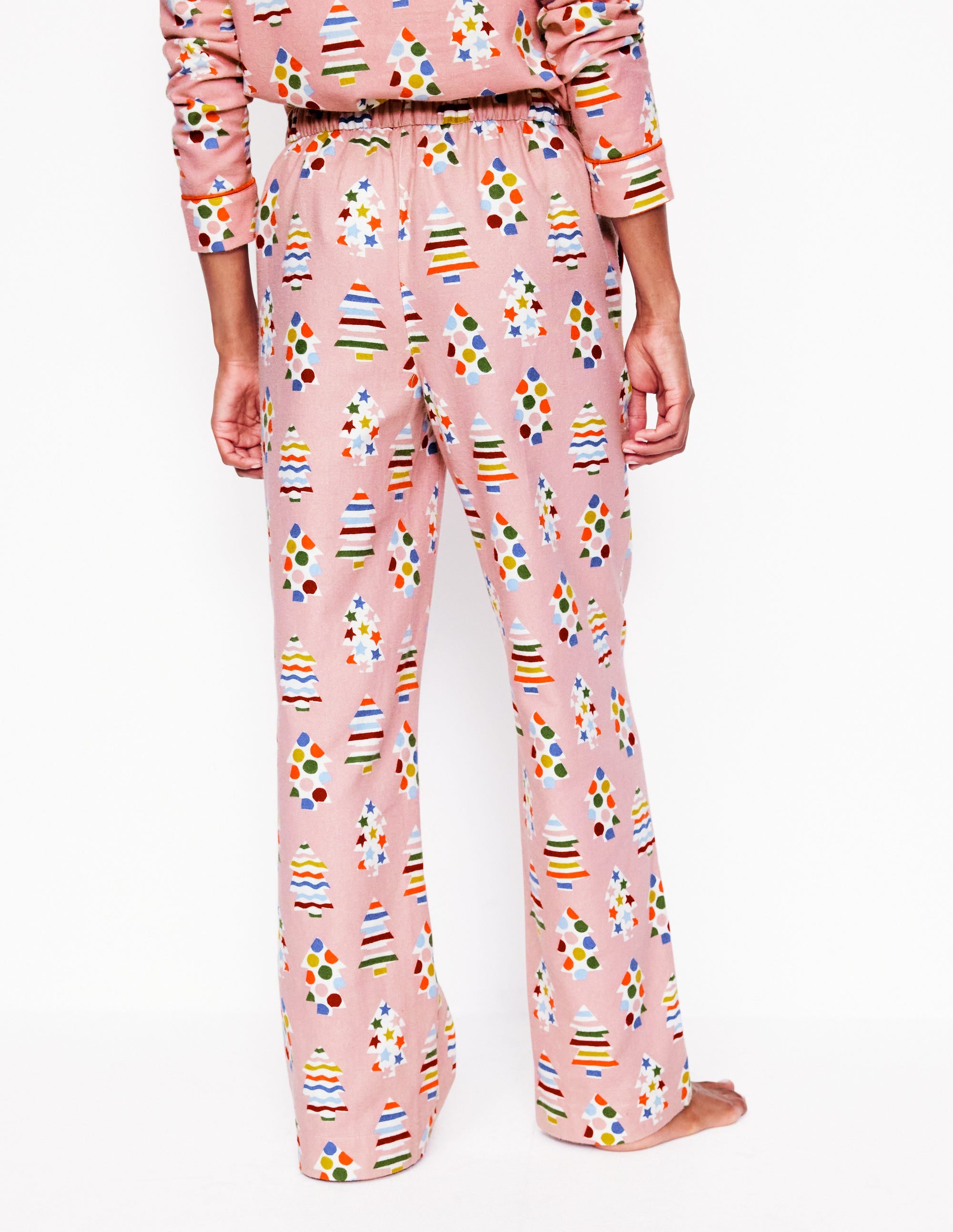 Brushed Cotton Pajama Pants-Quartz, Christmas Trees - Image 3