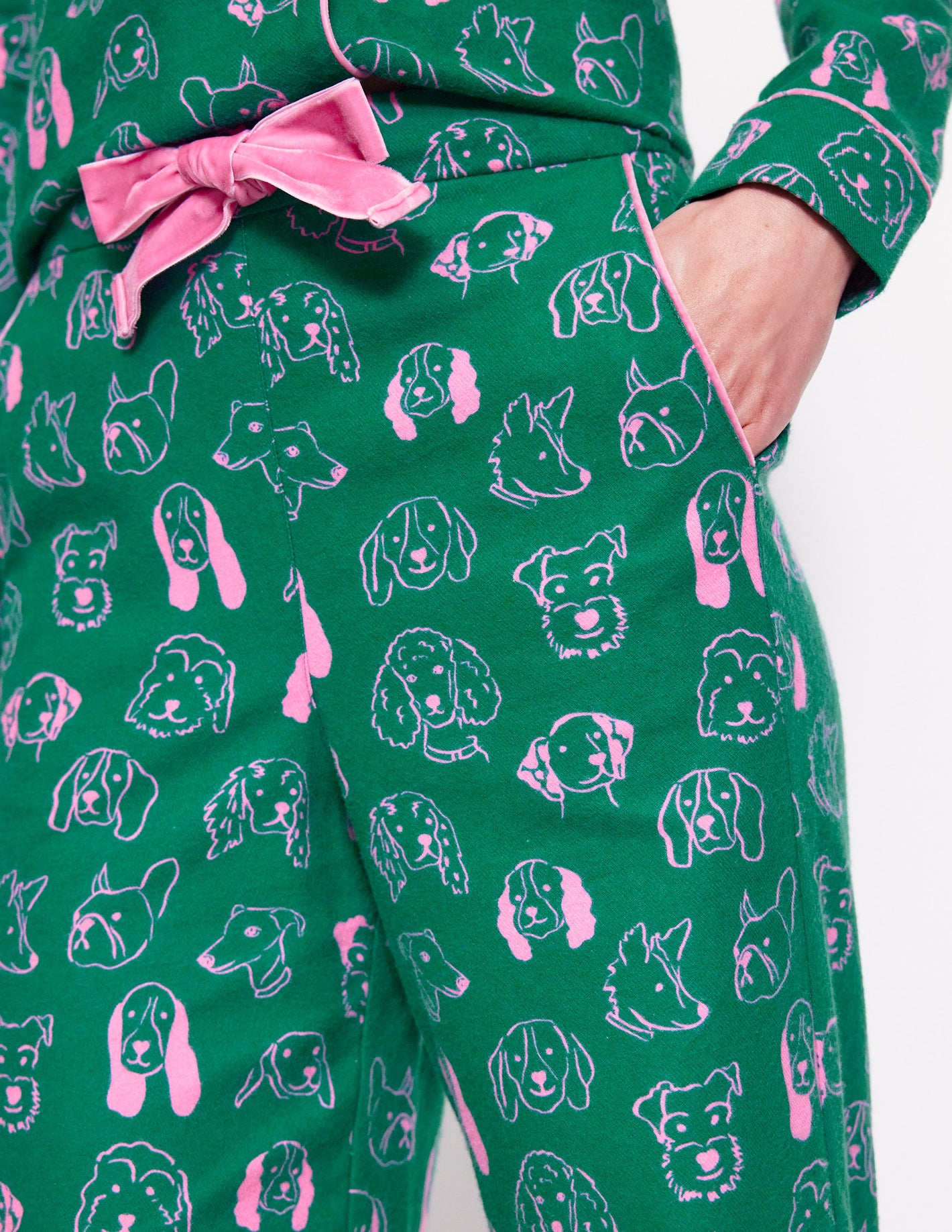 Brushed Cotton Pajama Pants-Malachite, Dogs