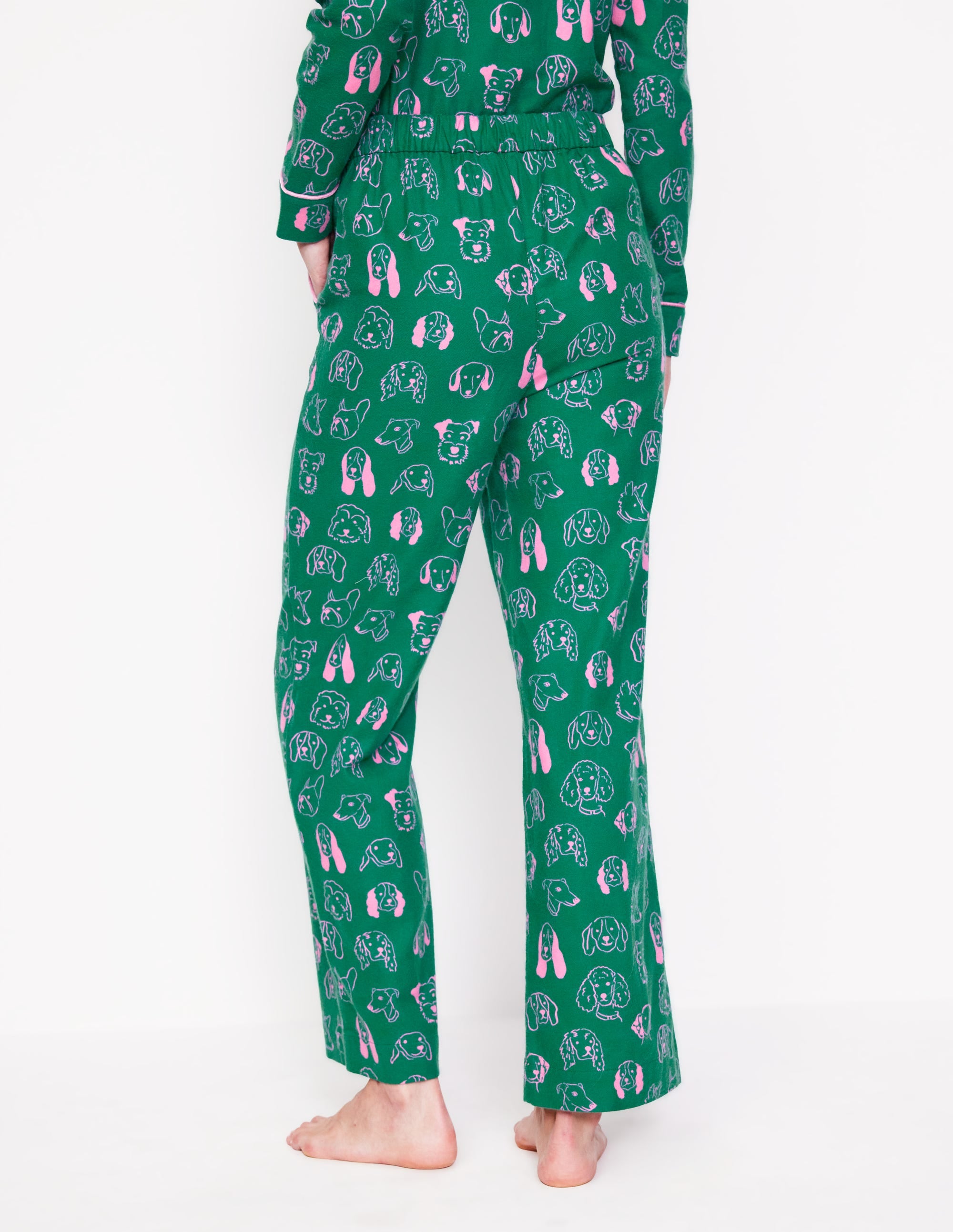 Brushed Cotton Pajama Pants-Malachite, Dogs - Image 3