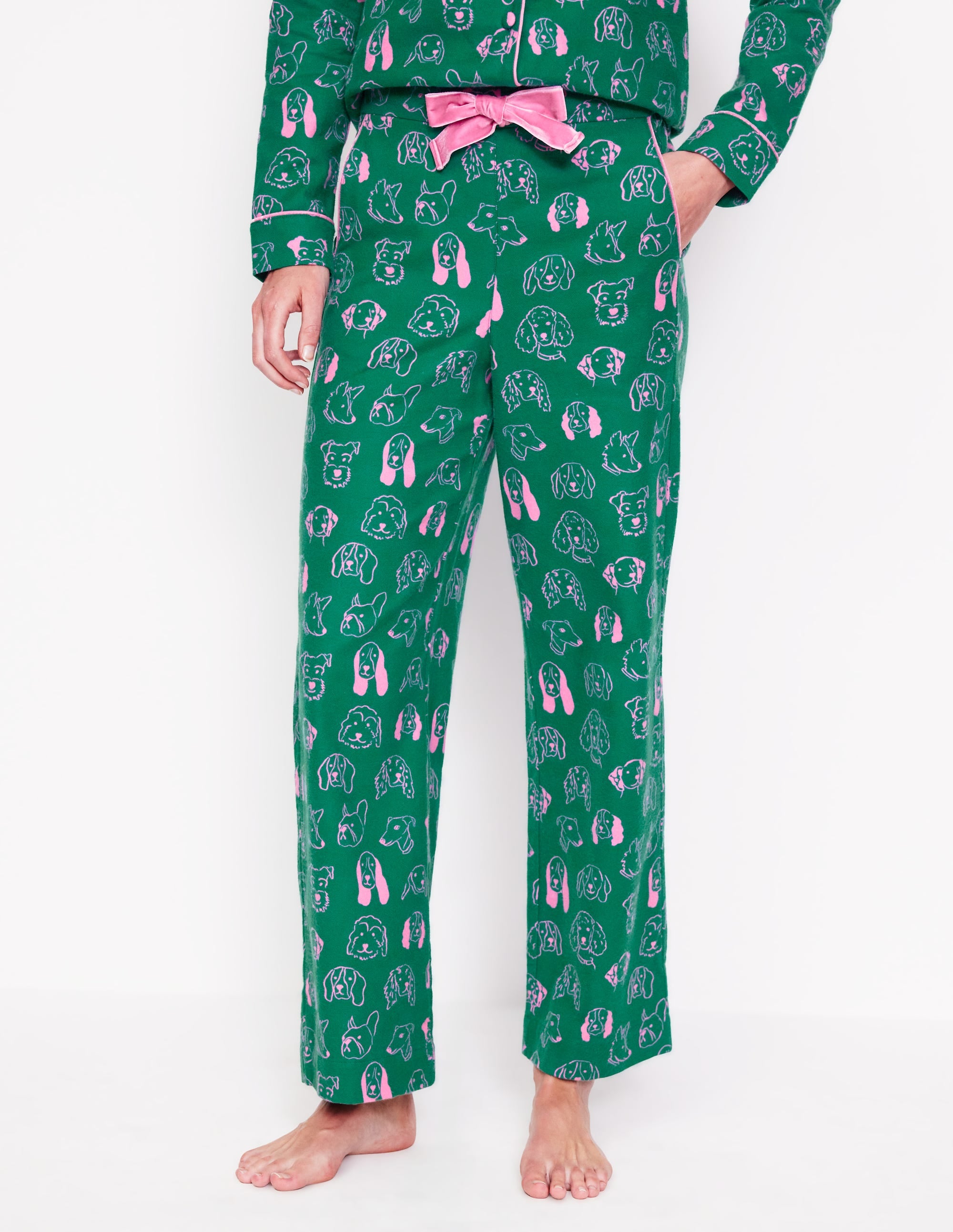 Brushed Cotton Pajama Pants-Malachite, Dogs - Image 4