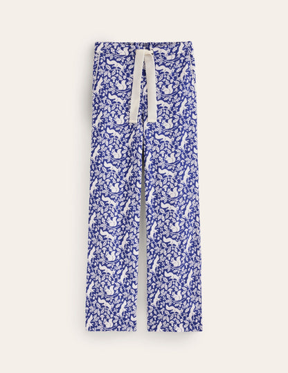 Brushed Cotton Pajama Pants-Blue, Woodland Squirrel