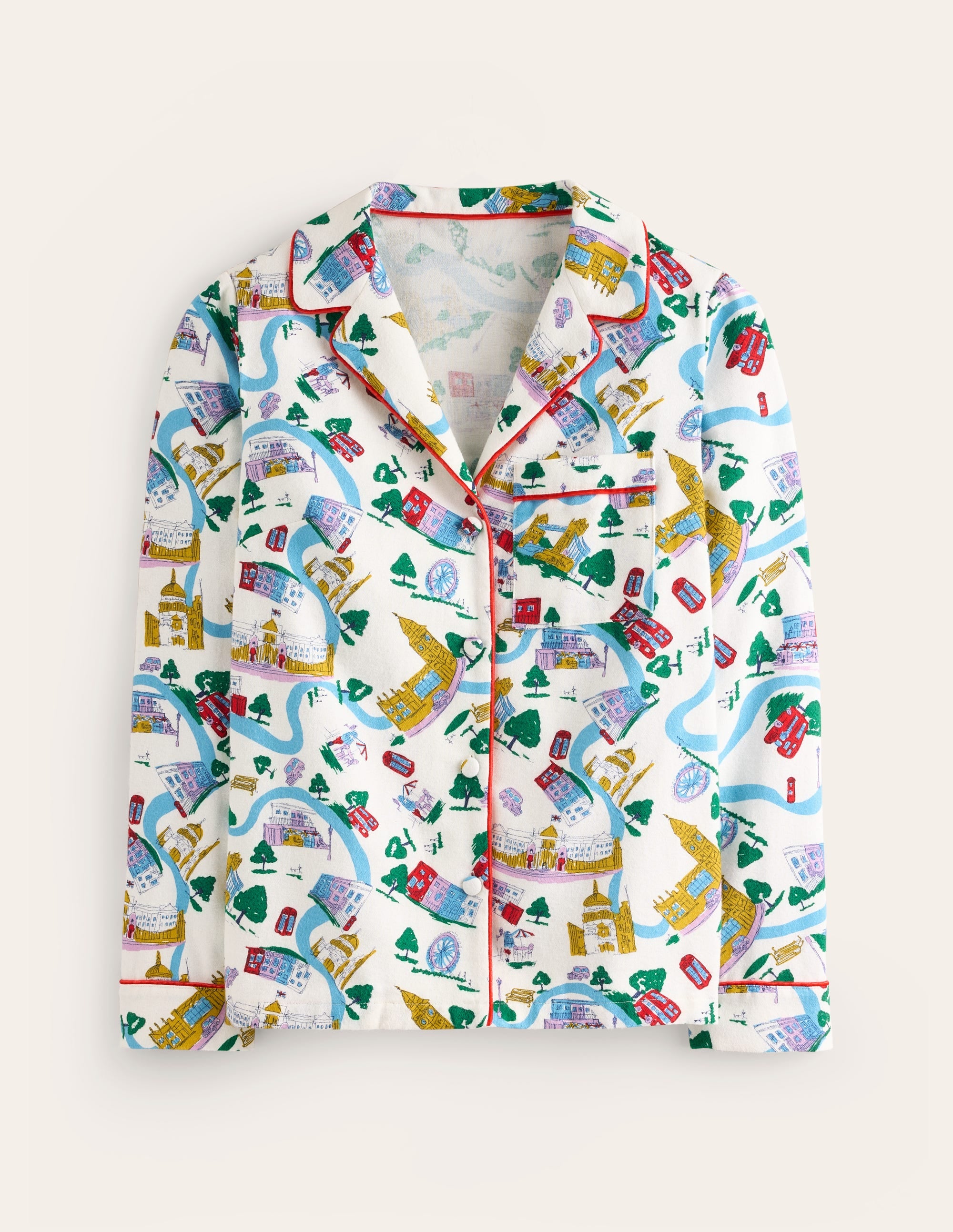 Brushed Cotton Pajama Shirt-Multi, London Town - Image 5