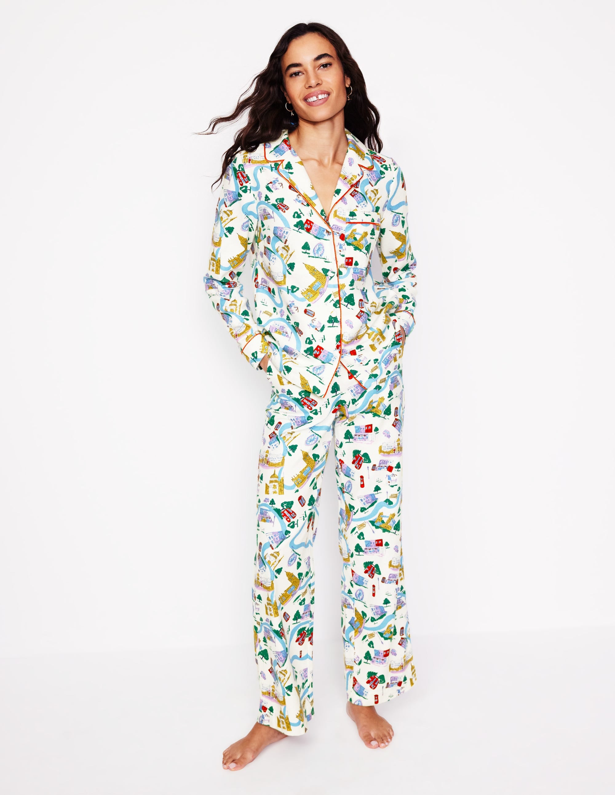 Brushed Cotton Pajama Shirt-Multi, London Town - Image 4