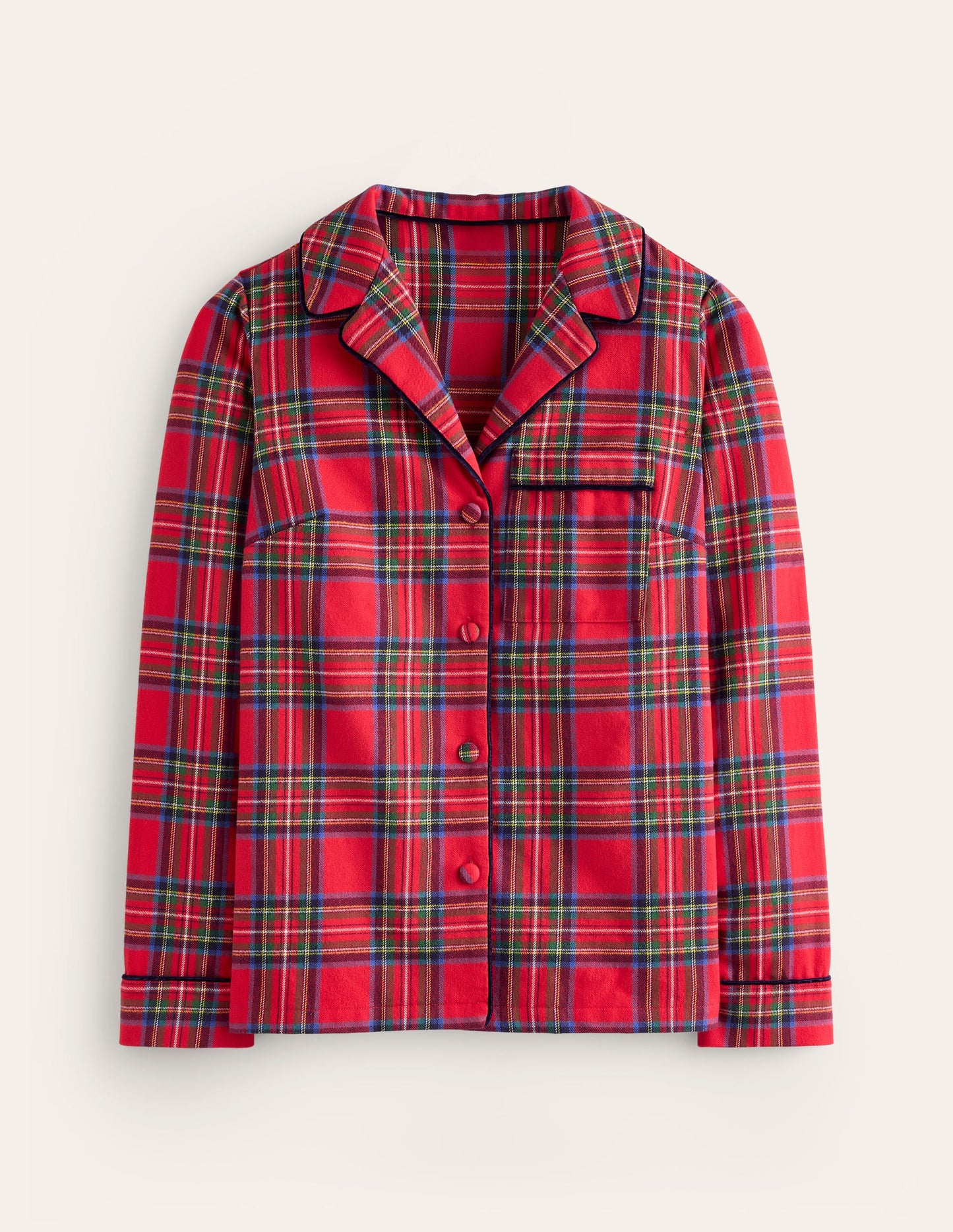 Brushed Cotton Pajama Shirt-Red and Blue Check