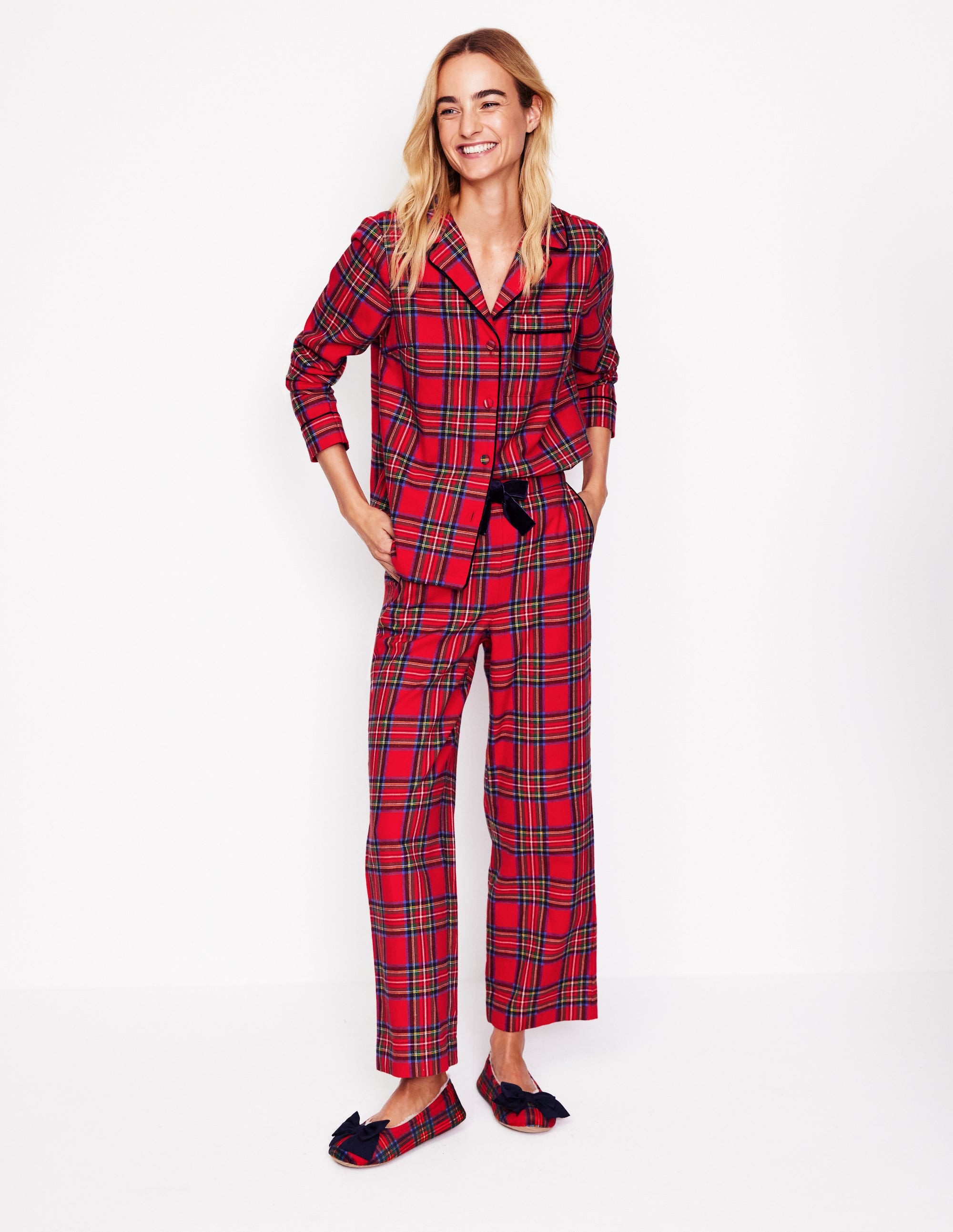 Brushed Cotton Pajama Shirt-Red and Blue Check - Image 4