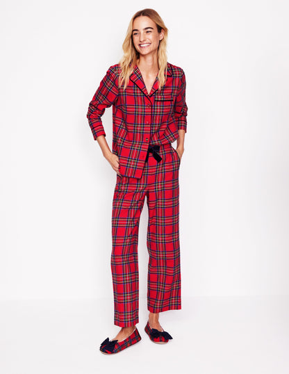 Brushed Cotton Pajama Shirt-Red and Blue Check