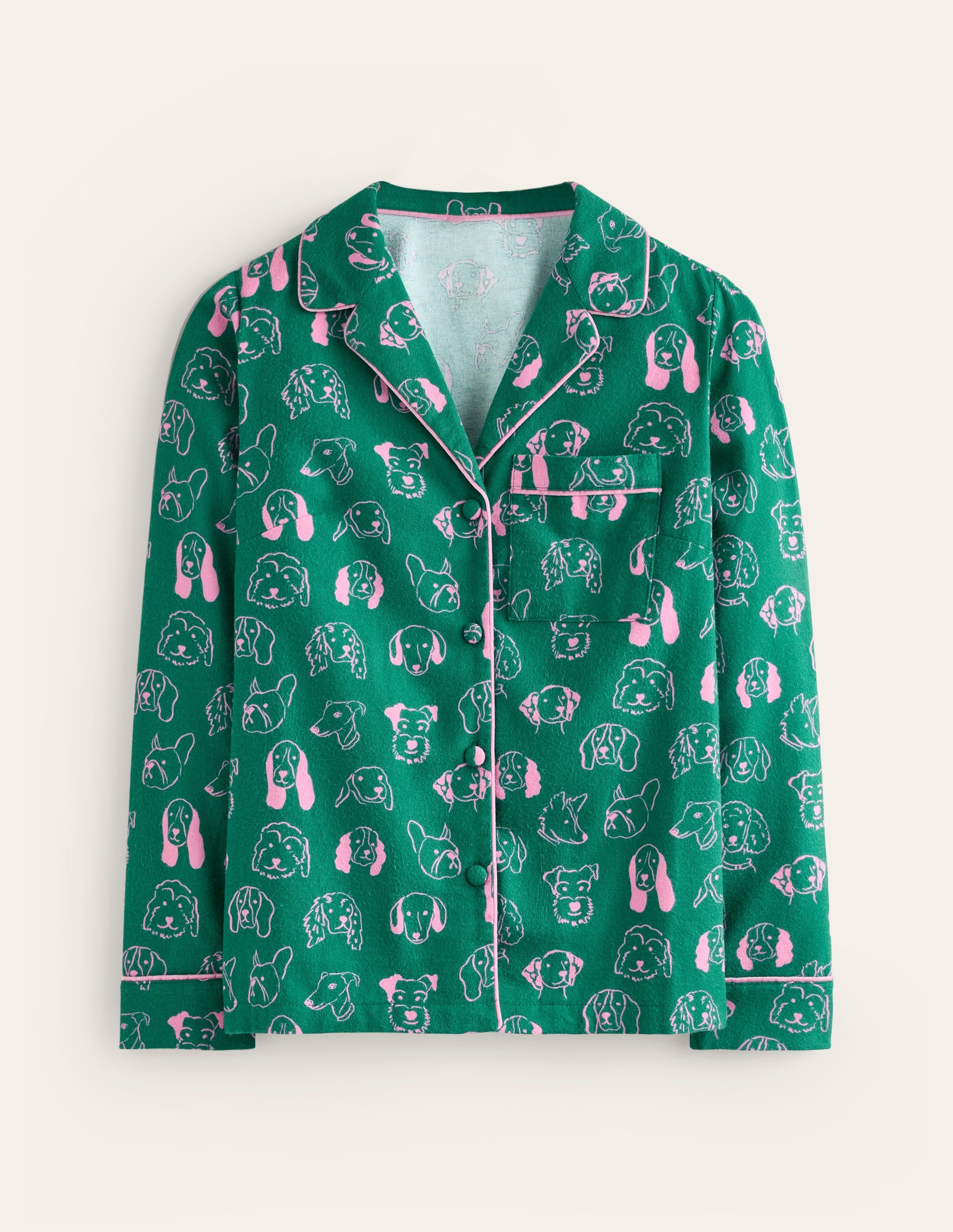 Brushed Cotton Pajama Shirt-Malachite, Dogs - Image 5