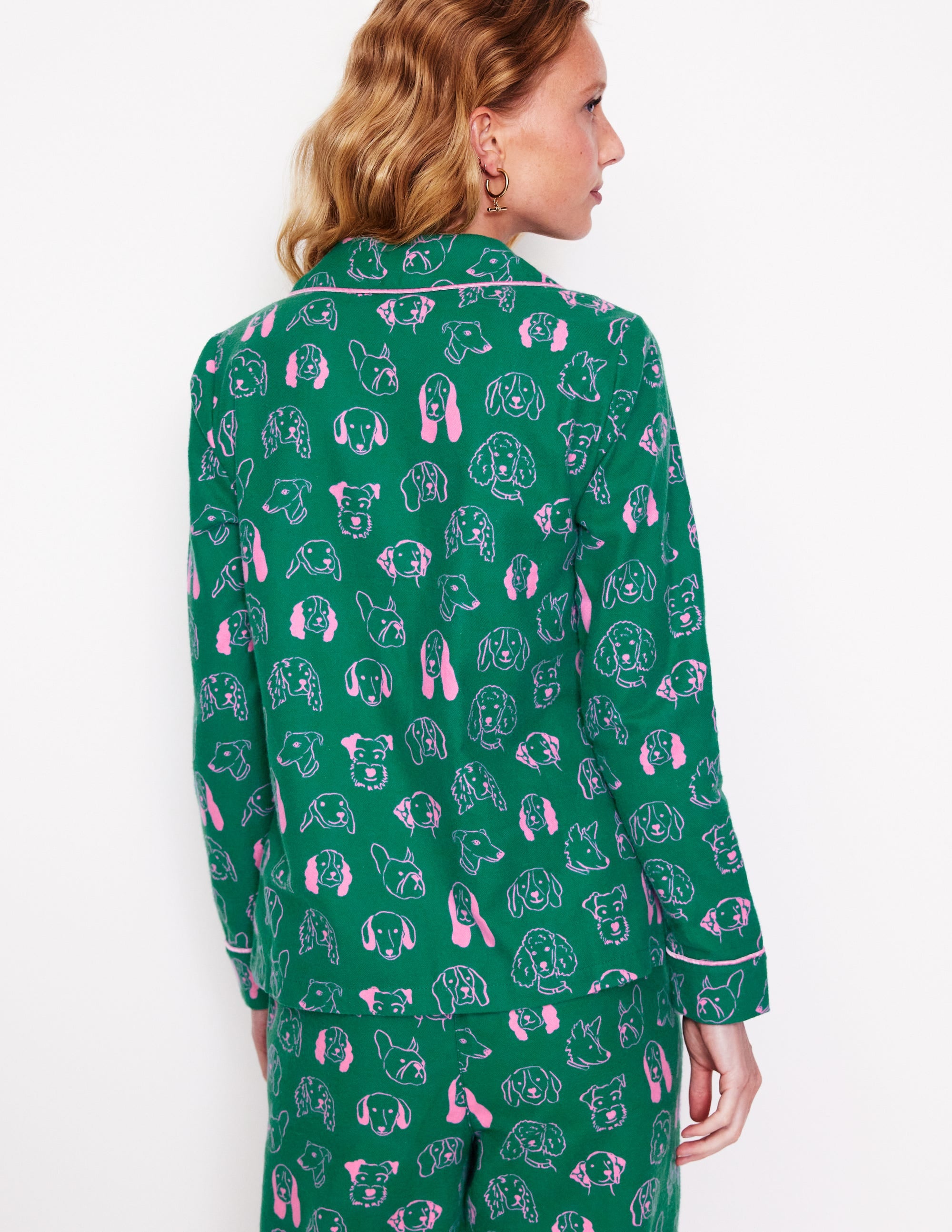 Brushed Cotton Pajama Shirt-Malachite, Dogs - Image 3