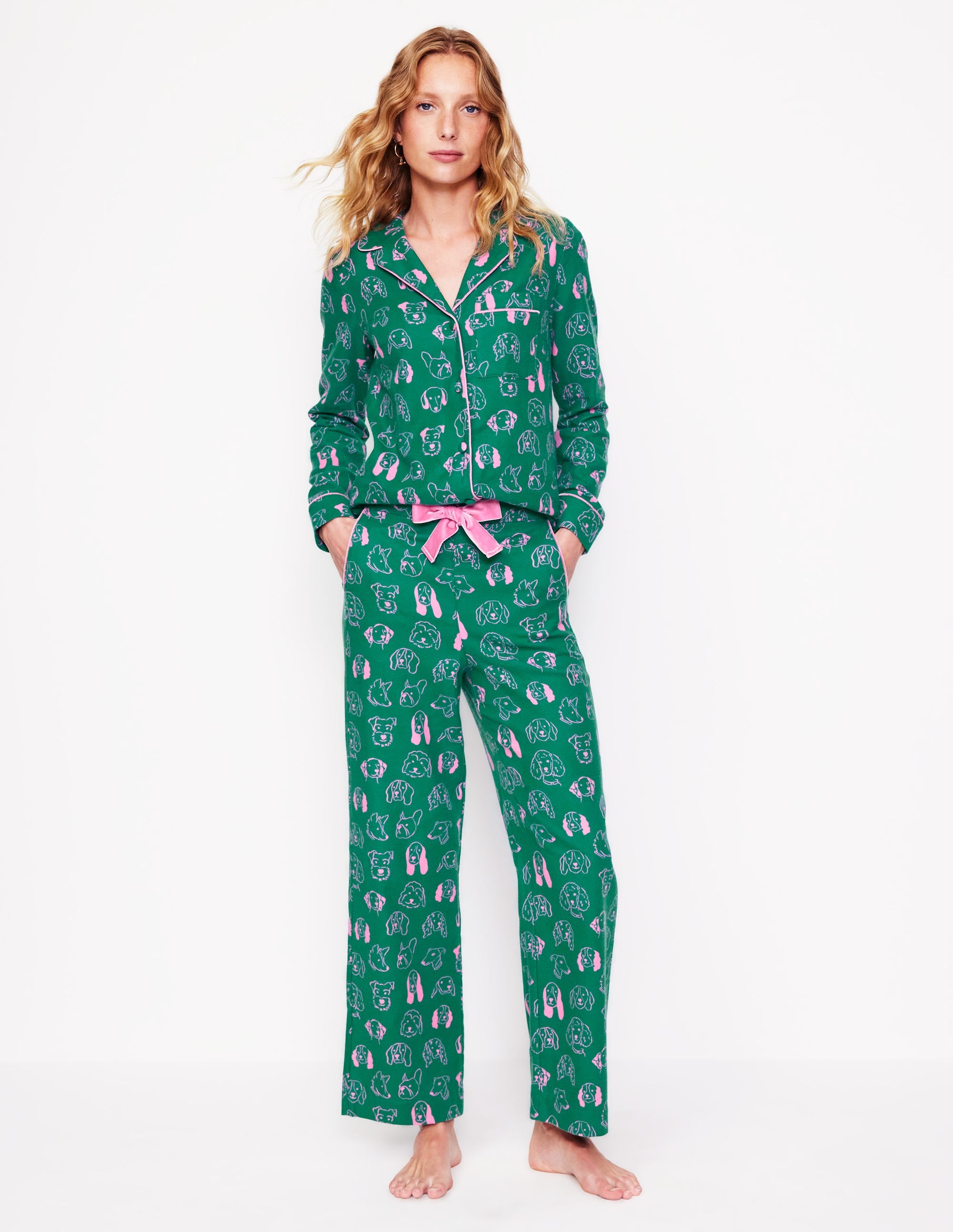 Brushed Cotton Pajama Shirt-Malachite, Dogs - Image 4