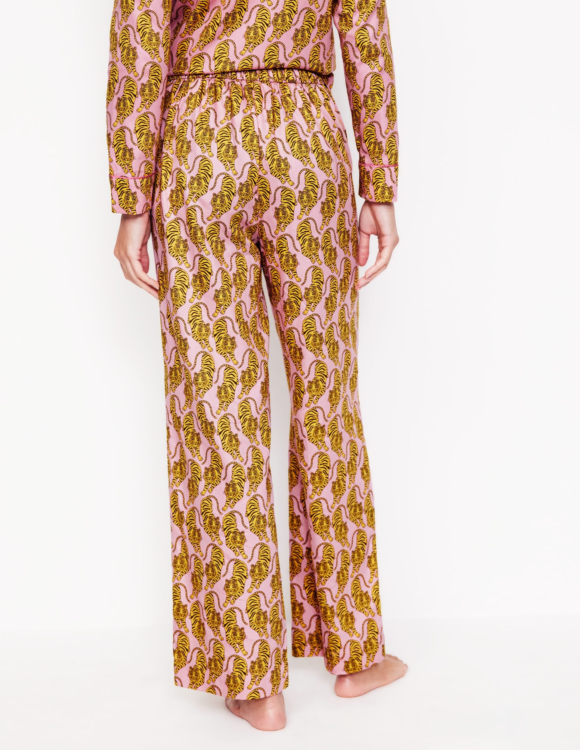 Cotton Sateen Pajama Trousers-Ceylon Yellow, Tiger - Image 3