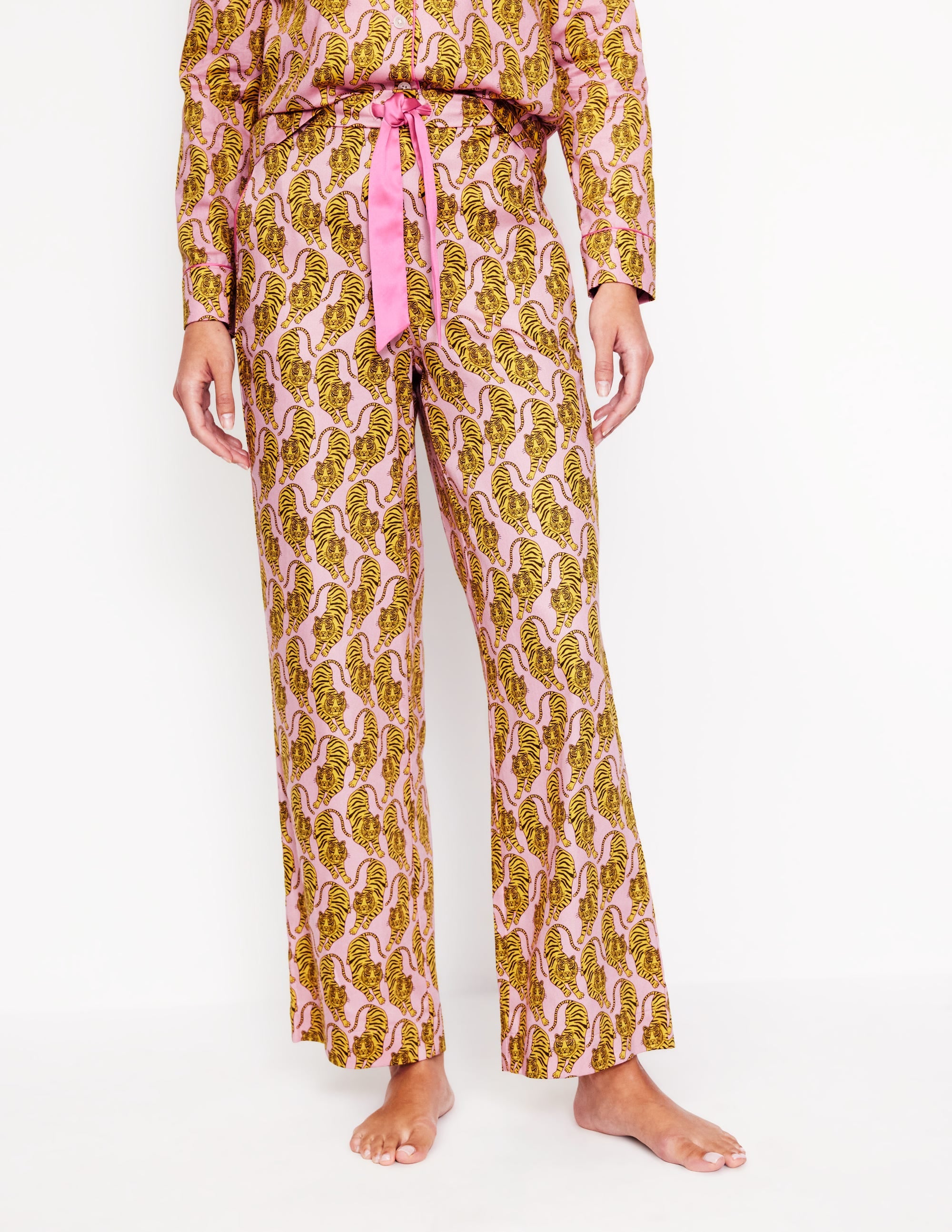 Cotton Sateen Pajama Trousers-Ceylon Yellow, Tiger - Image 4