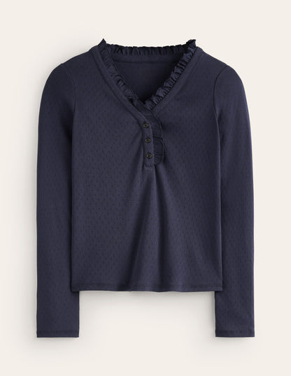 Henley Pajama Top-Navy