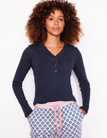 Henley Pajama Top-Navy