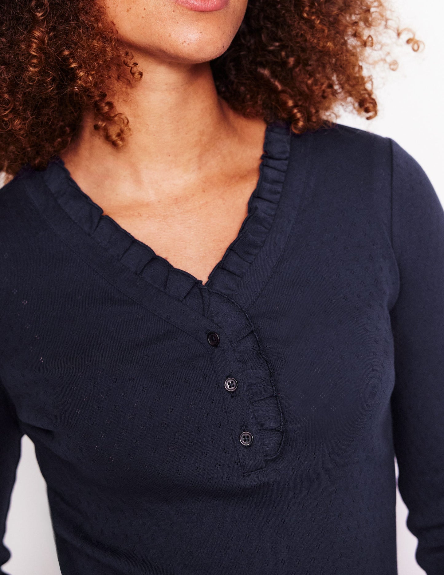 Henley Pajama Top-Navy