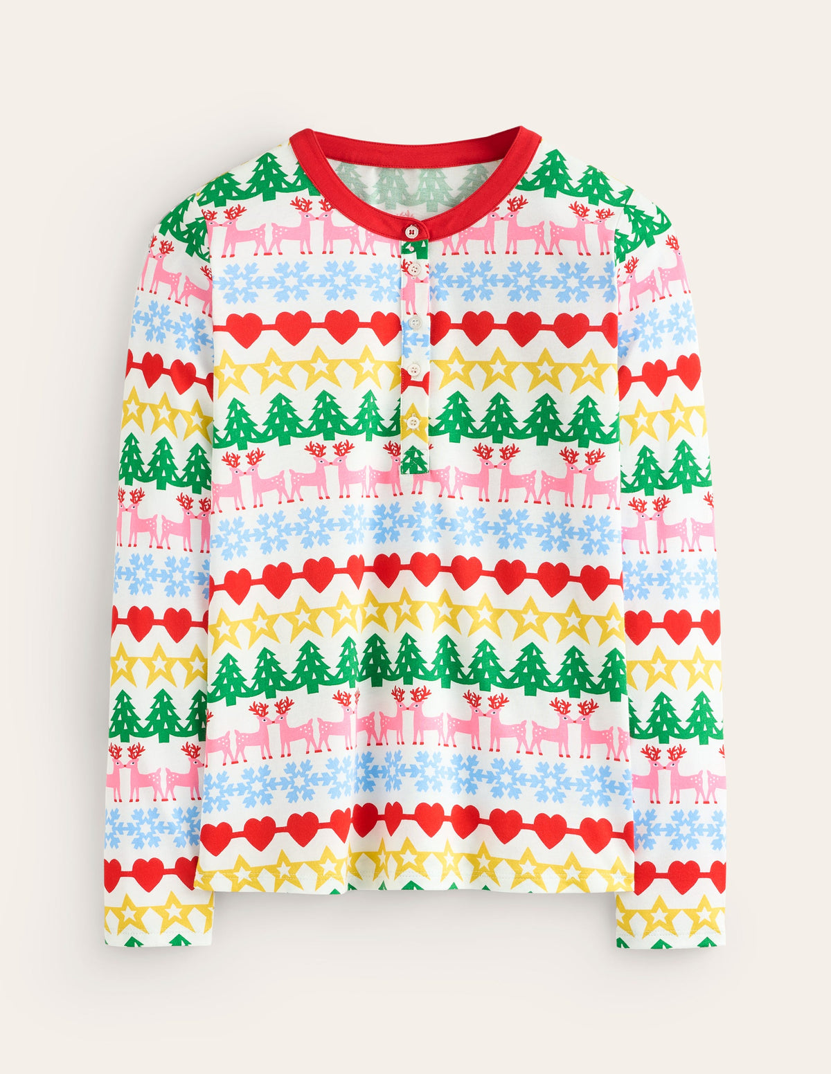 Jersey Pajama Long Sleeve Top-Multi, Gingerbread Fairisle - Image 7