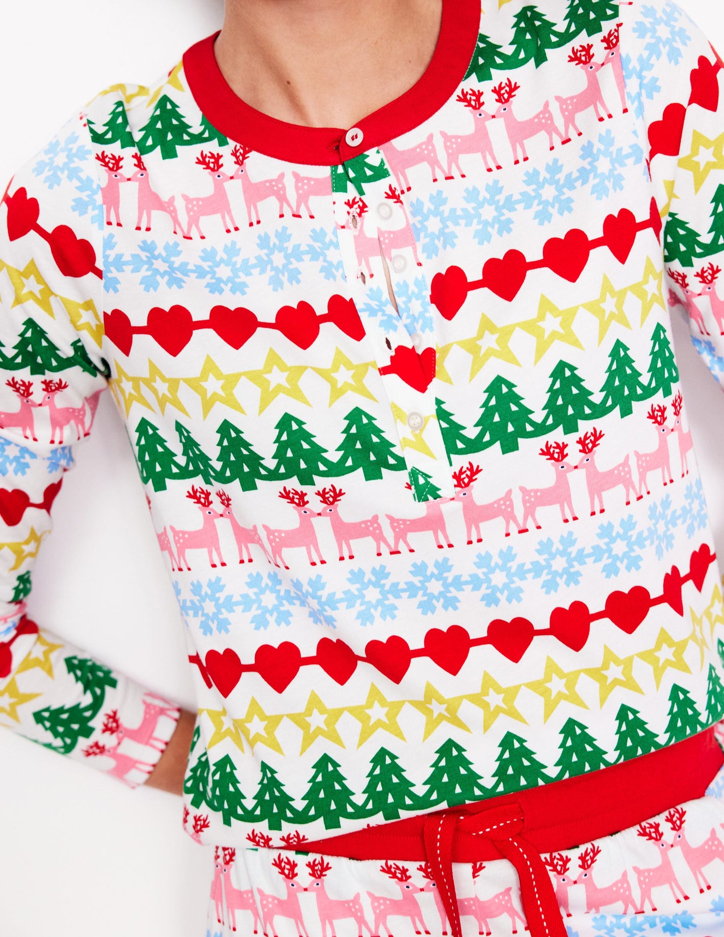 Jersey Pajama Long Sleeve Top-Multi, Gingerbread Fairisle