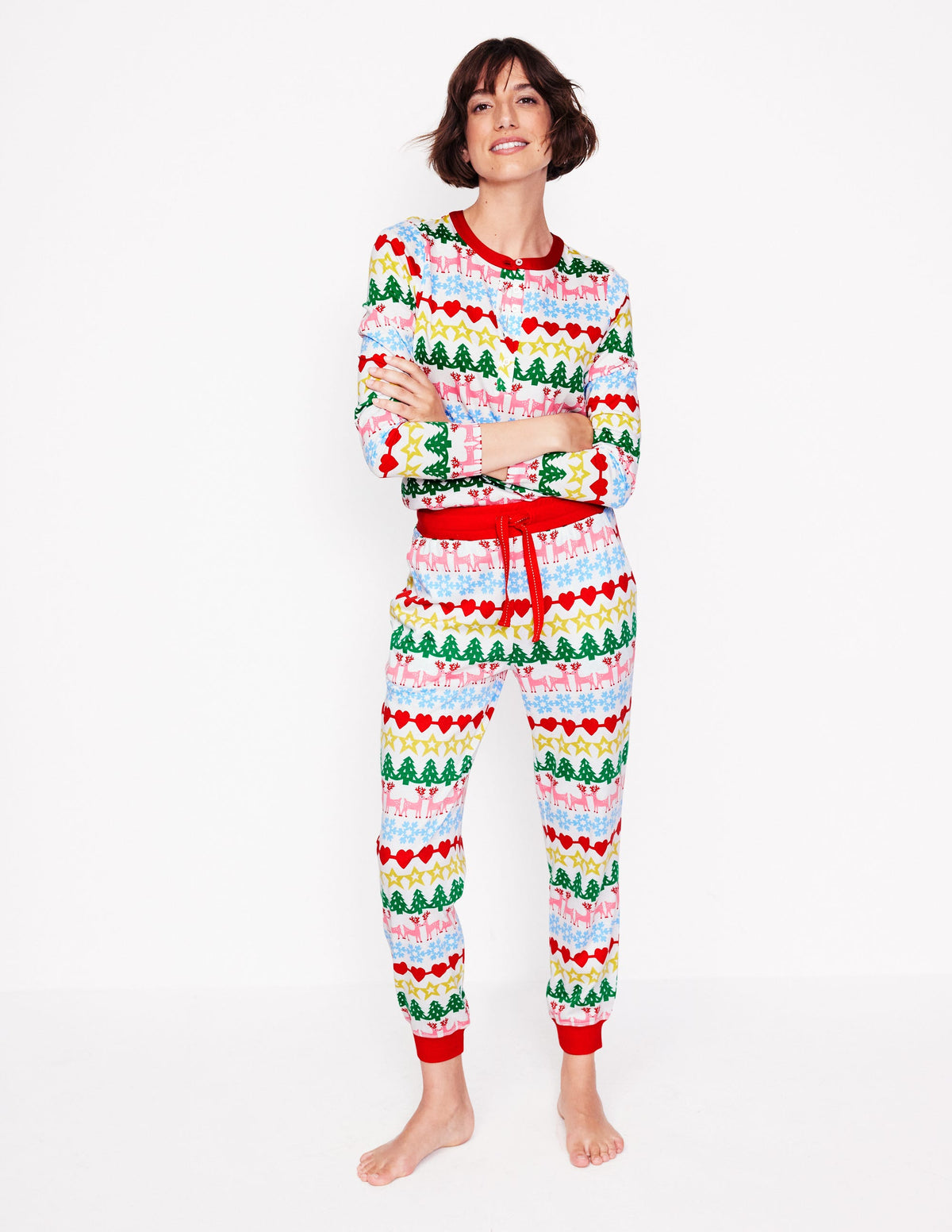 Jersey Pajama Long Sleeve Top-Multi, Gingerbread Fairisle - Image 4
