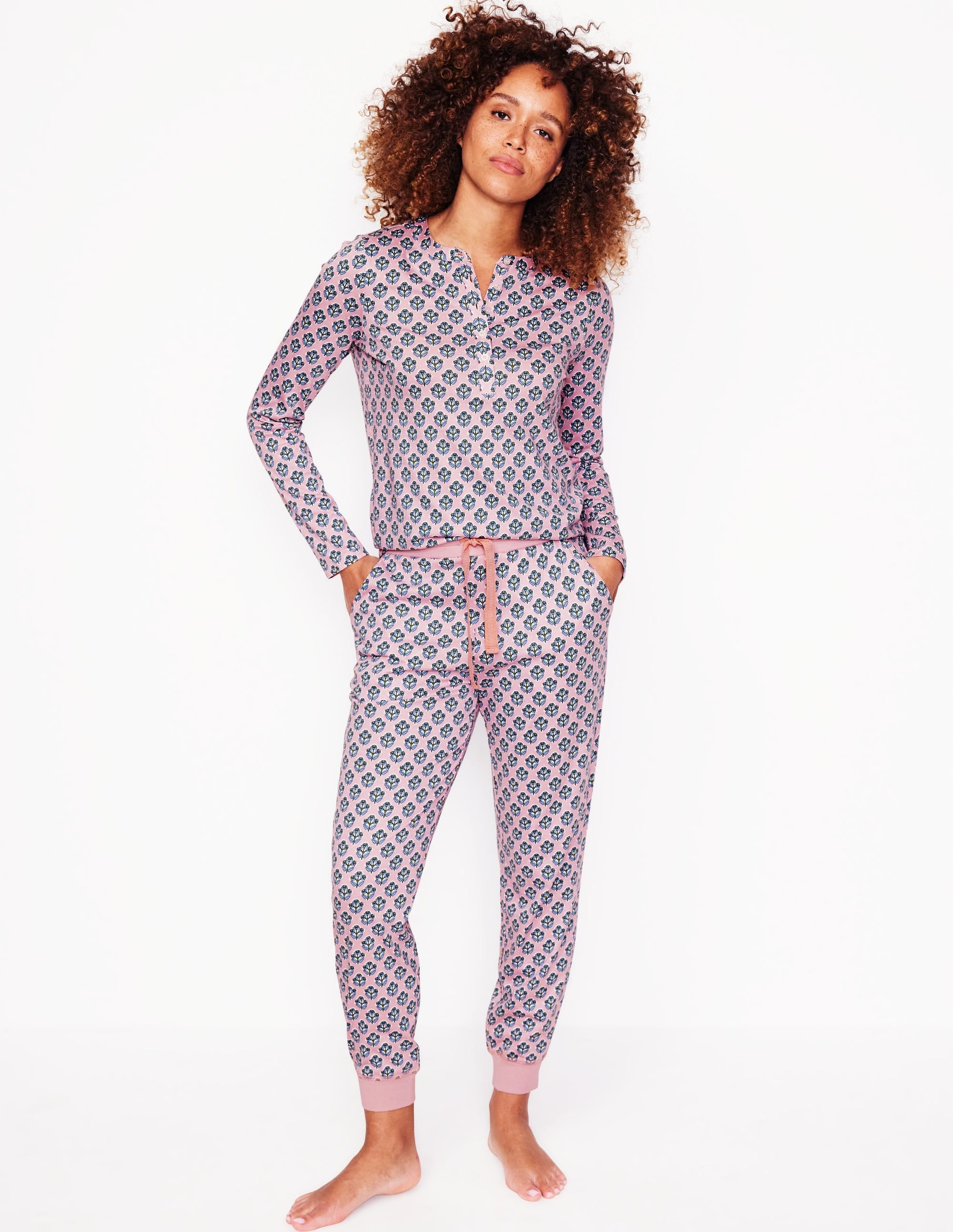 Jersey Pajama Long Sleeve Top-Quartz, Pome Stamp - Image 2
