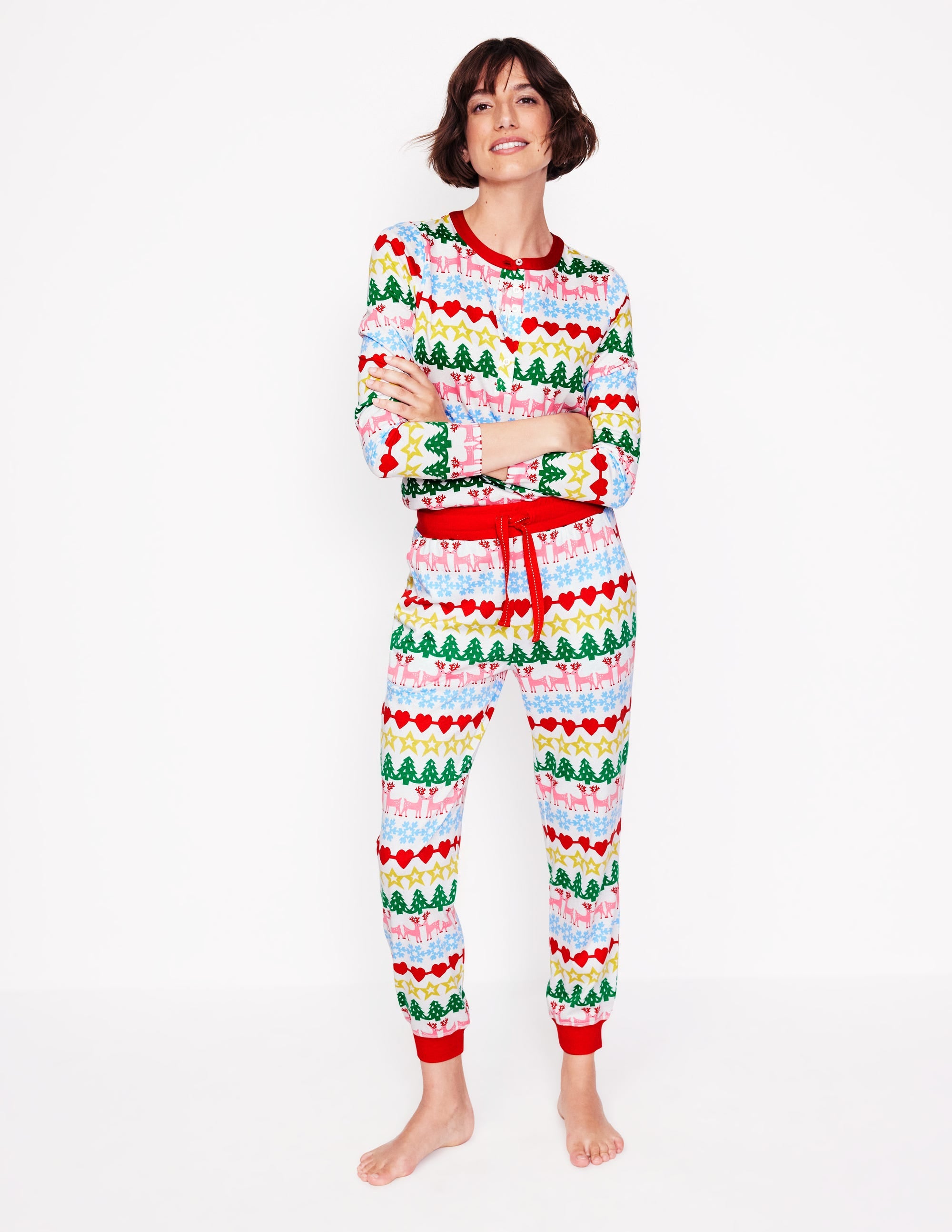 Jersey Pajama Bottoms-Multi, Gingerbread Fairisle - Image 1