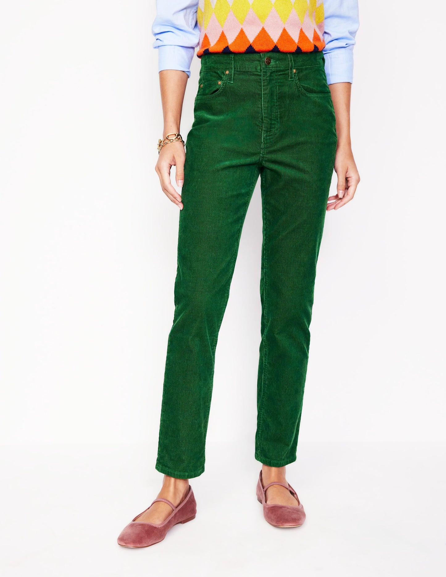 5 Pocket Cord Slim Jeans-Pine