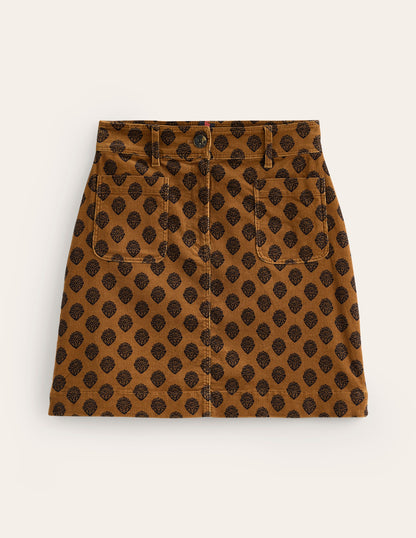 Estella Cord Skirt-Rubber, Ornate Stamp