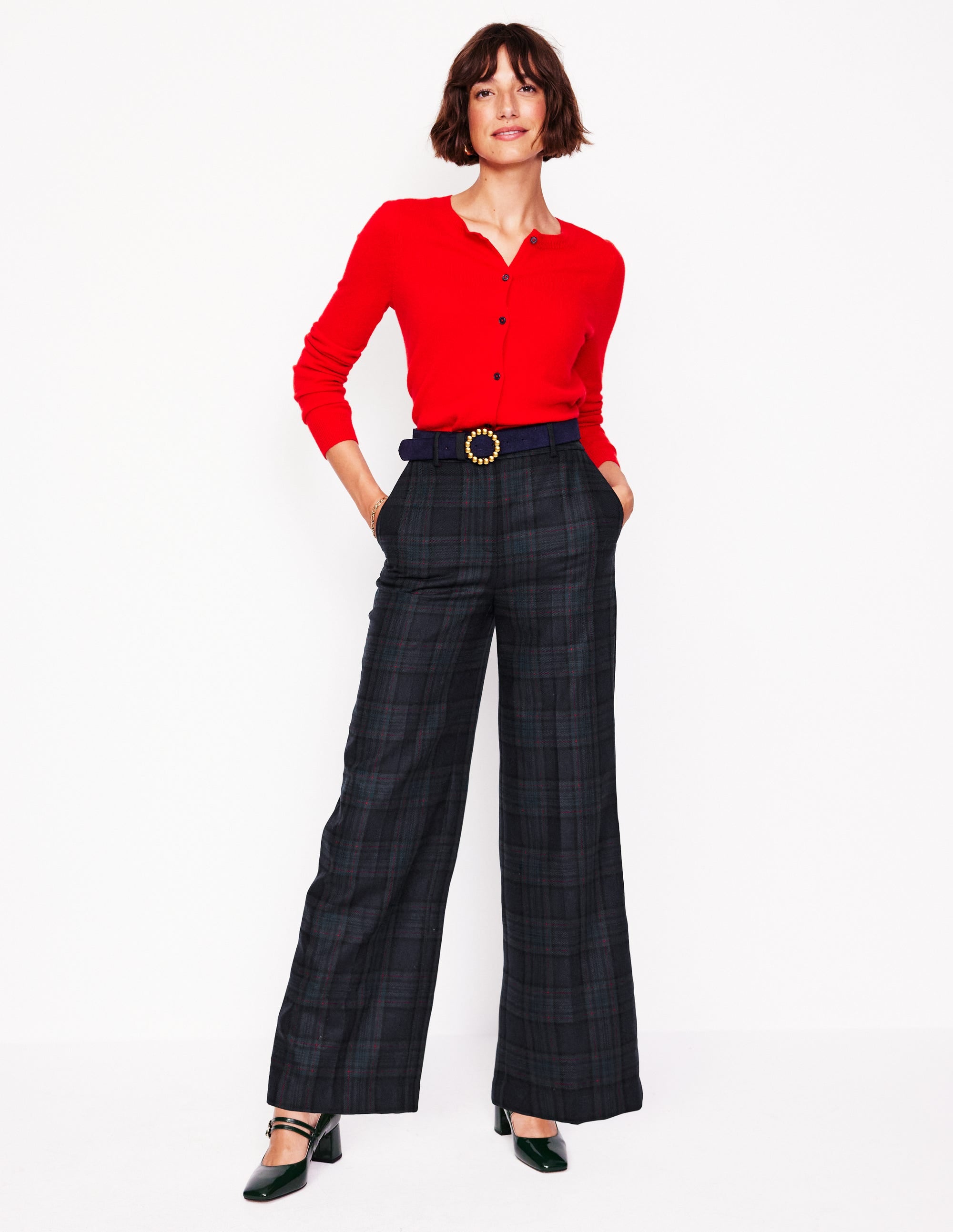 Westbourne Check Pants-Navy and Green Check - Image 1